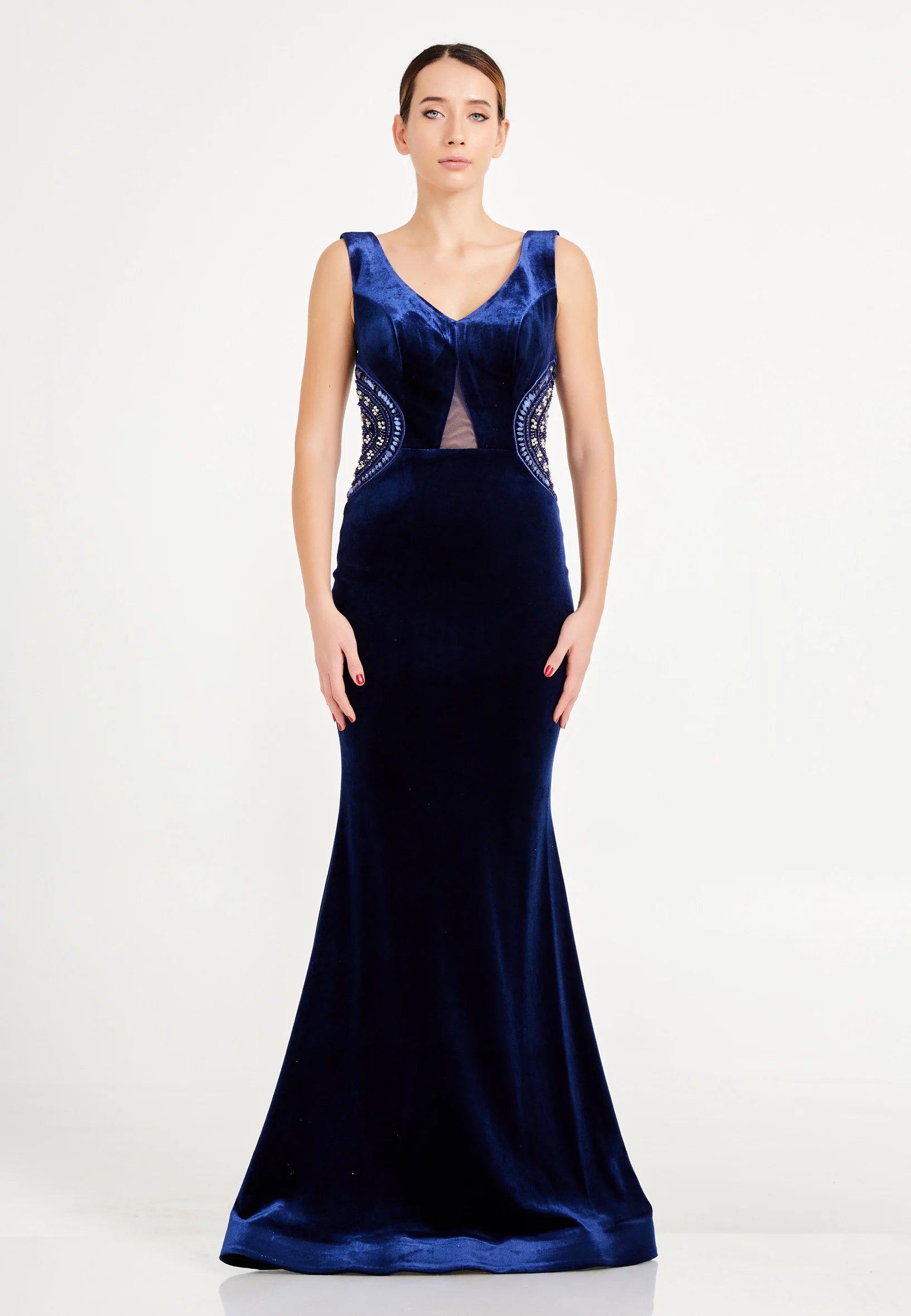 Sleeveless Maxi Velvet Mermaid Regular Evening Dress frc2089ab - Image 13