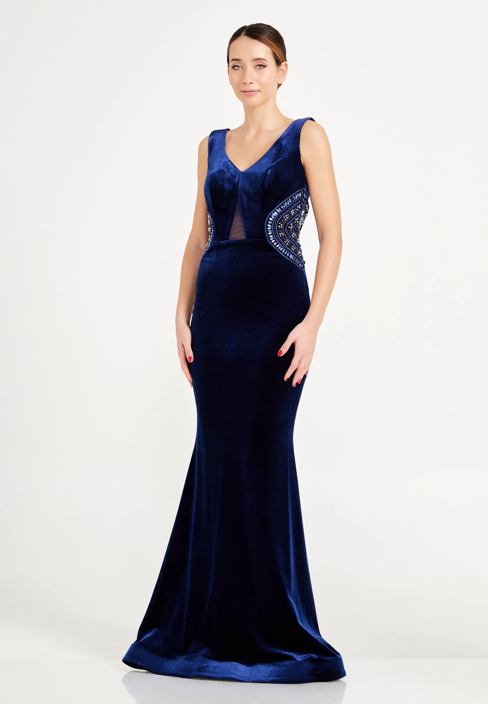 Sleeveless Maxi Velvet Mermaid Regular Evening Dress frc2089ab - Image 15
