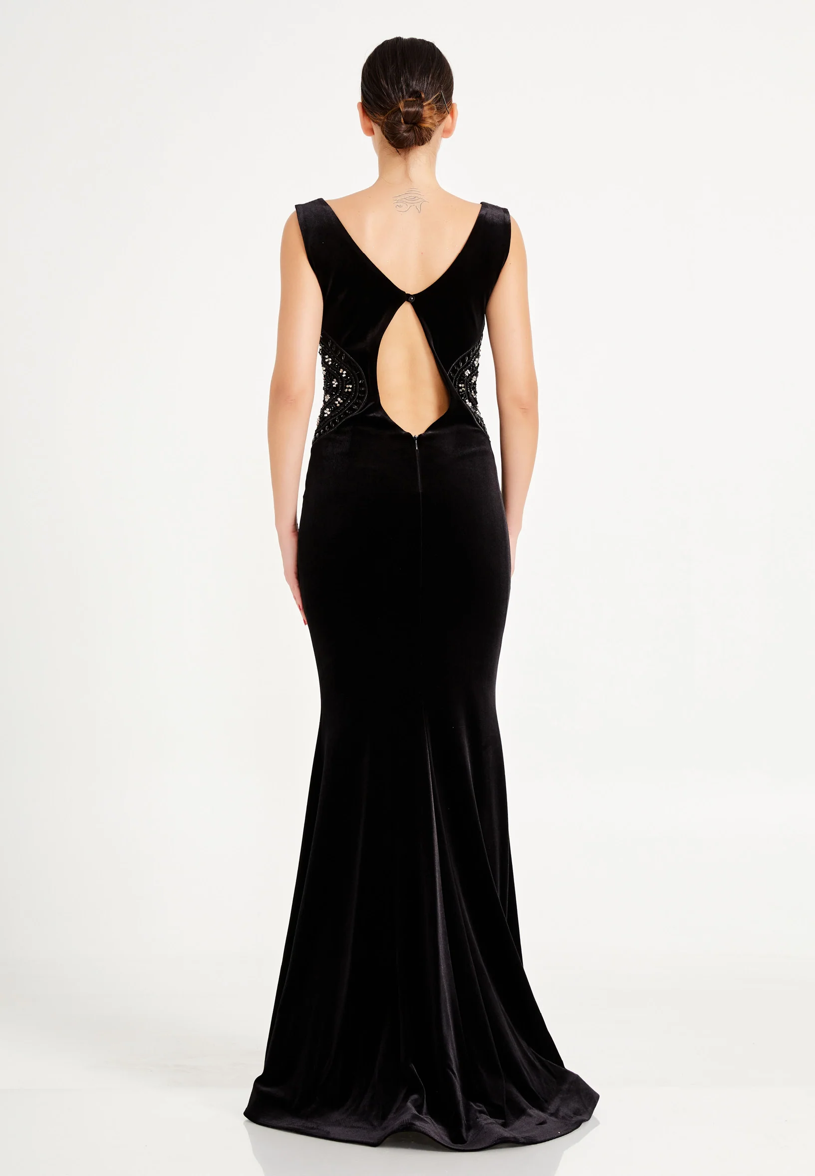 Sleeveless Maxi Velvet Mermaid Regular Evening Dress frc2089ab - Image 2