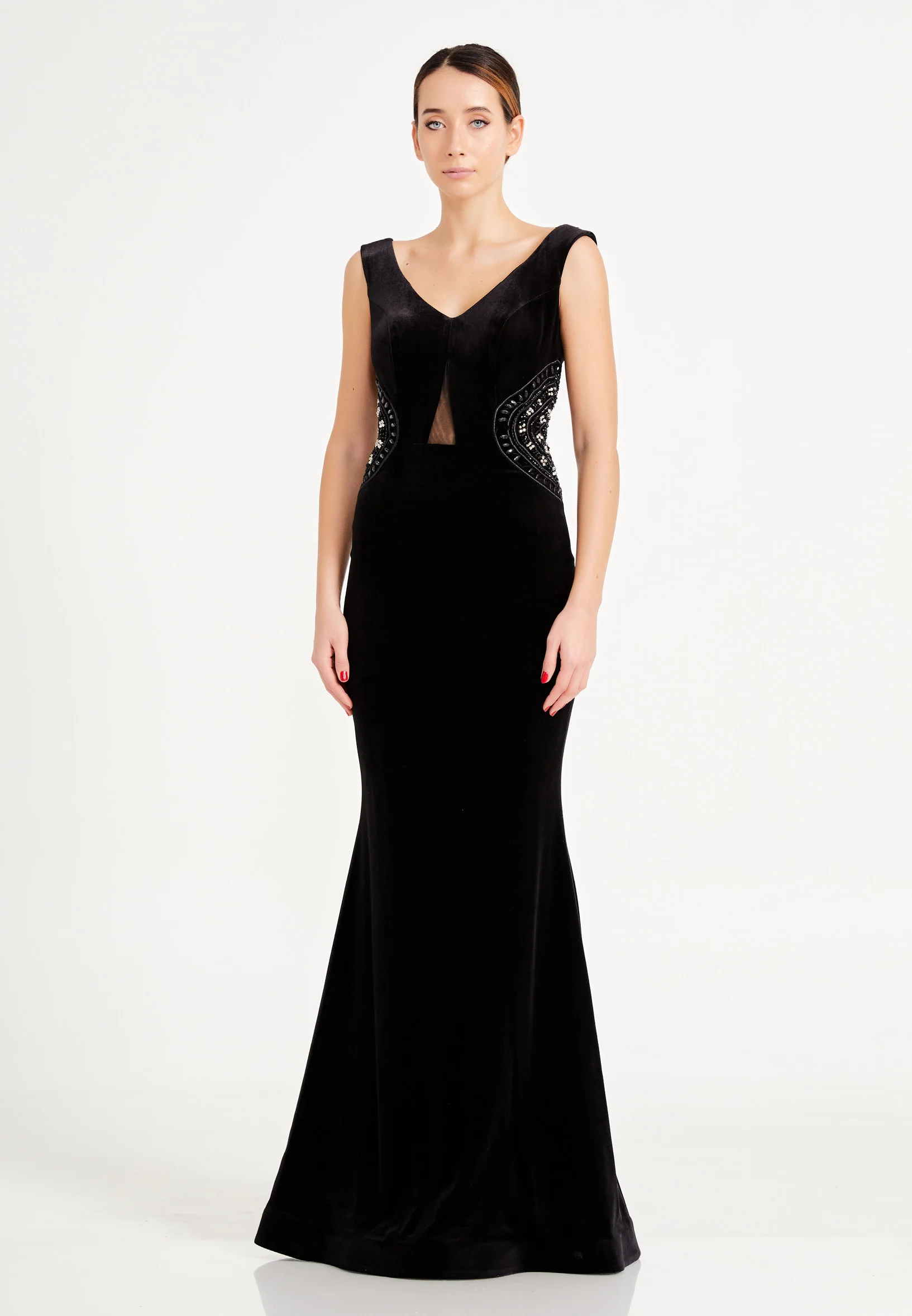 Sleeveless Maxi Velvet Mermaid Regular Evening Dress frc2089ab - Image 3