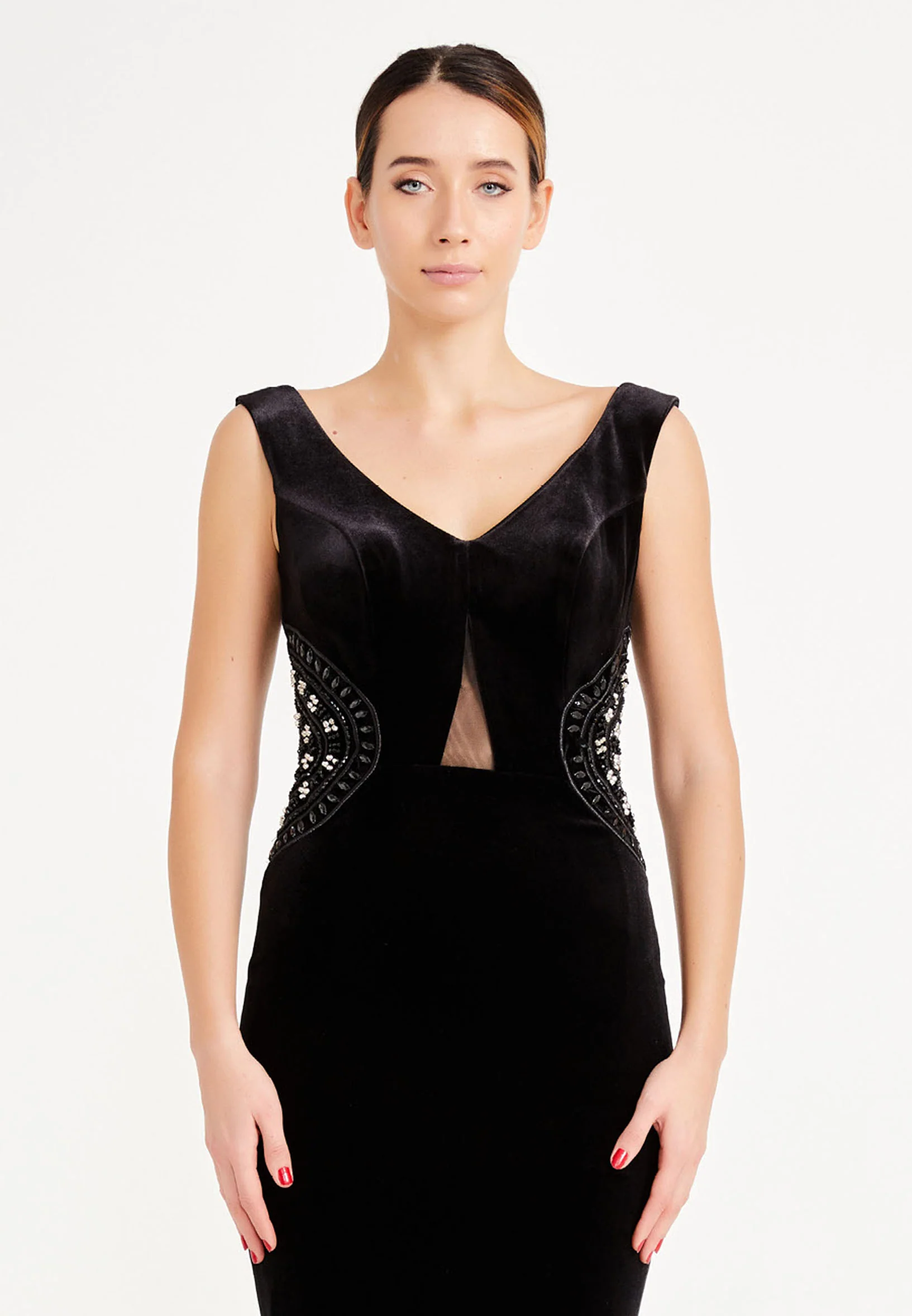 Sleeveless Maxi Velvet Mermaid Regular Evening Dress frc2089ab - Image 4