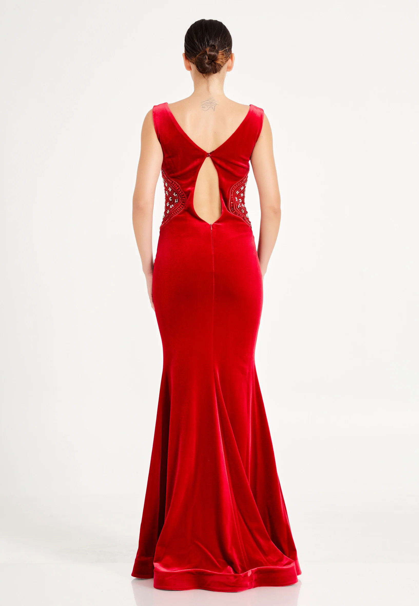 Sleeveless Maxi Velvet Mermaid Regular Evening Dress frc2089ab - Image 6