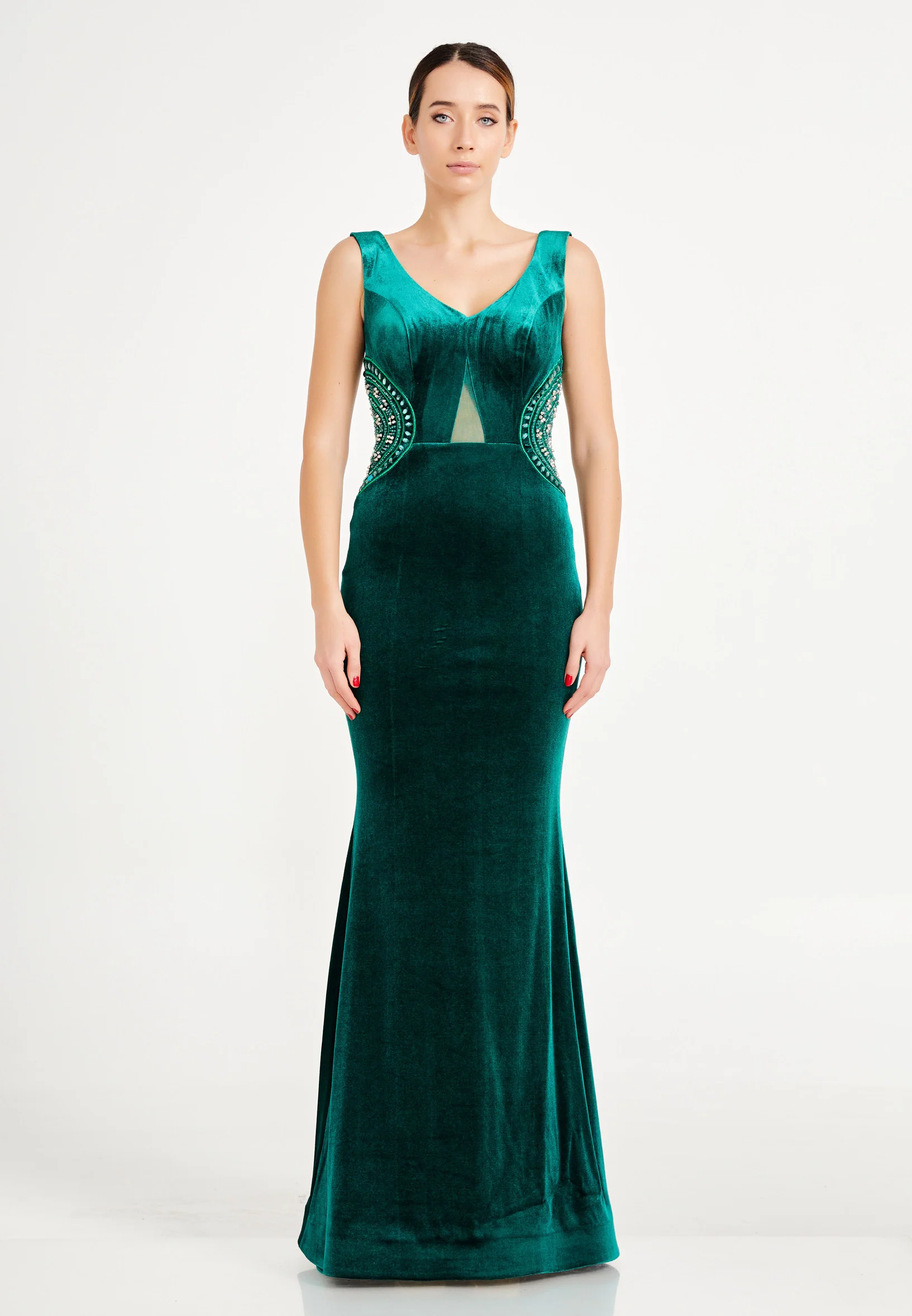 Sleeveless Maxi Velvet Mermaid Regular Evening Dress frc2089ab - Image 9