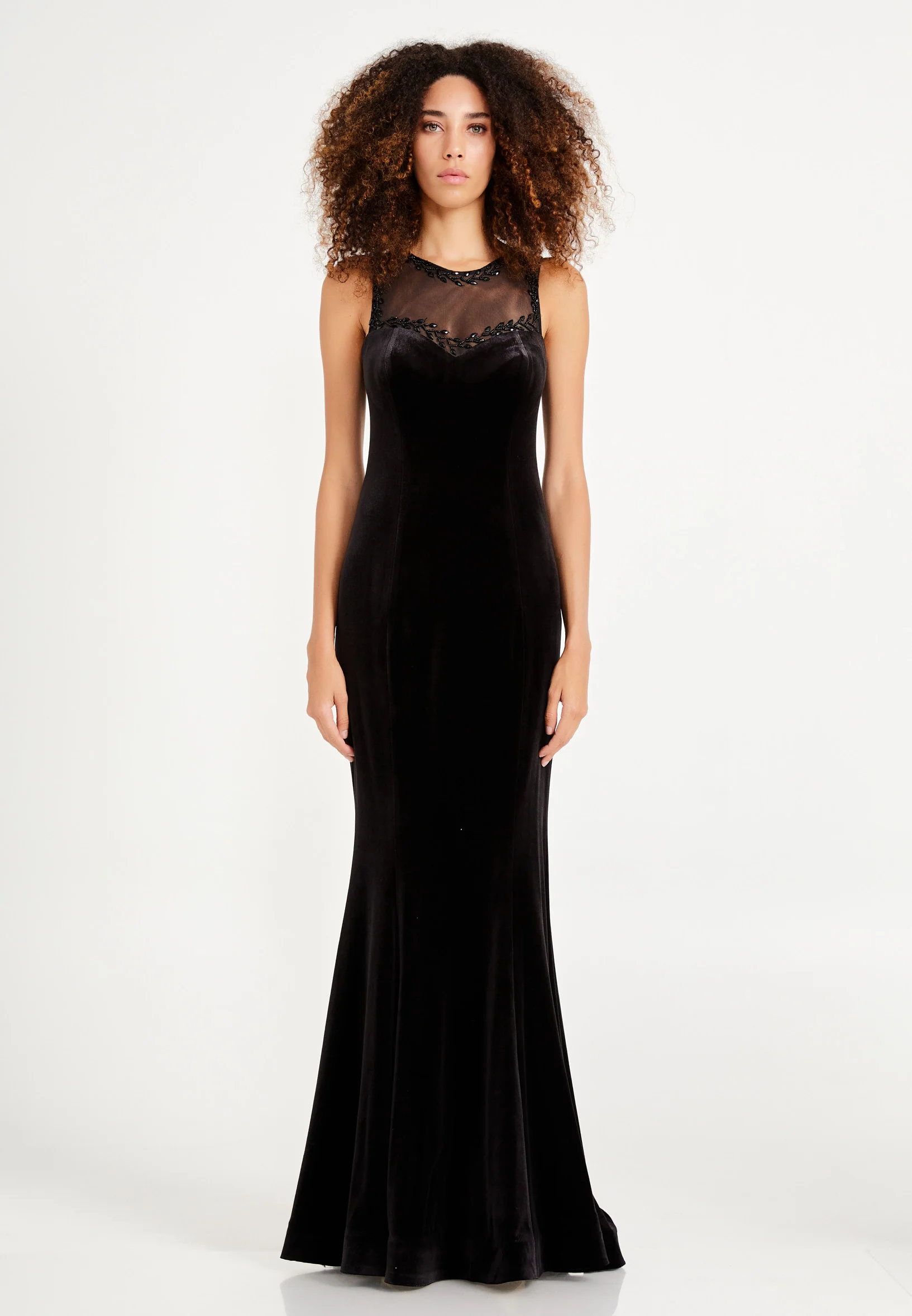 Sleeveless Maxi Velvet Mermaid Regular Evening Dress frc2092ab