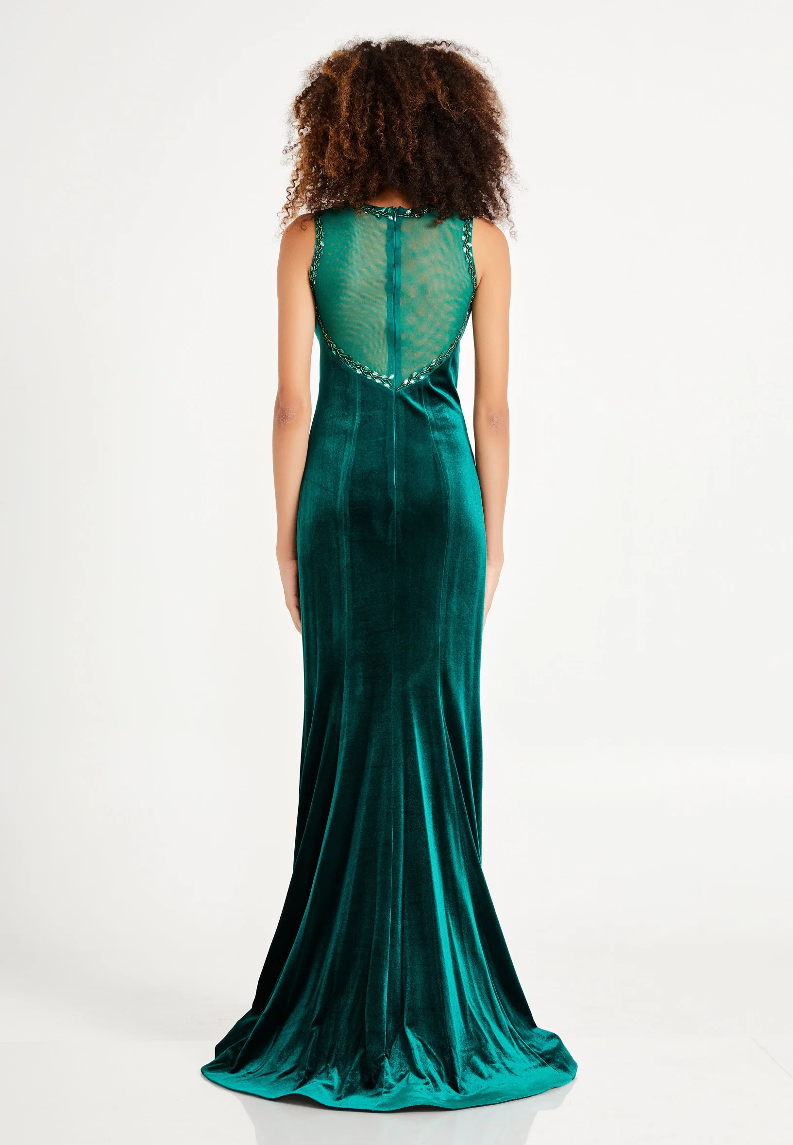 Sleeveless Maxi Velvet Mermaid Regular Evening Dress frc2092ab - Image 10