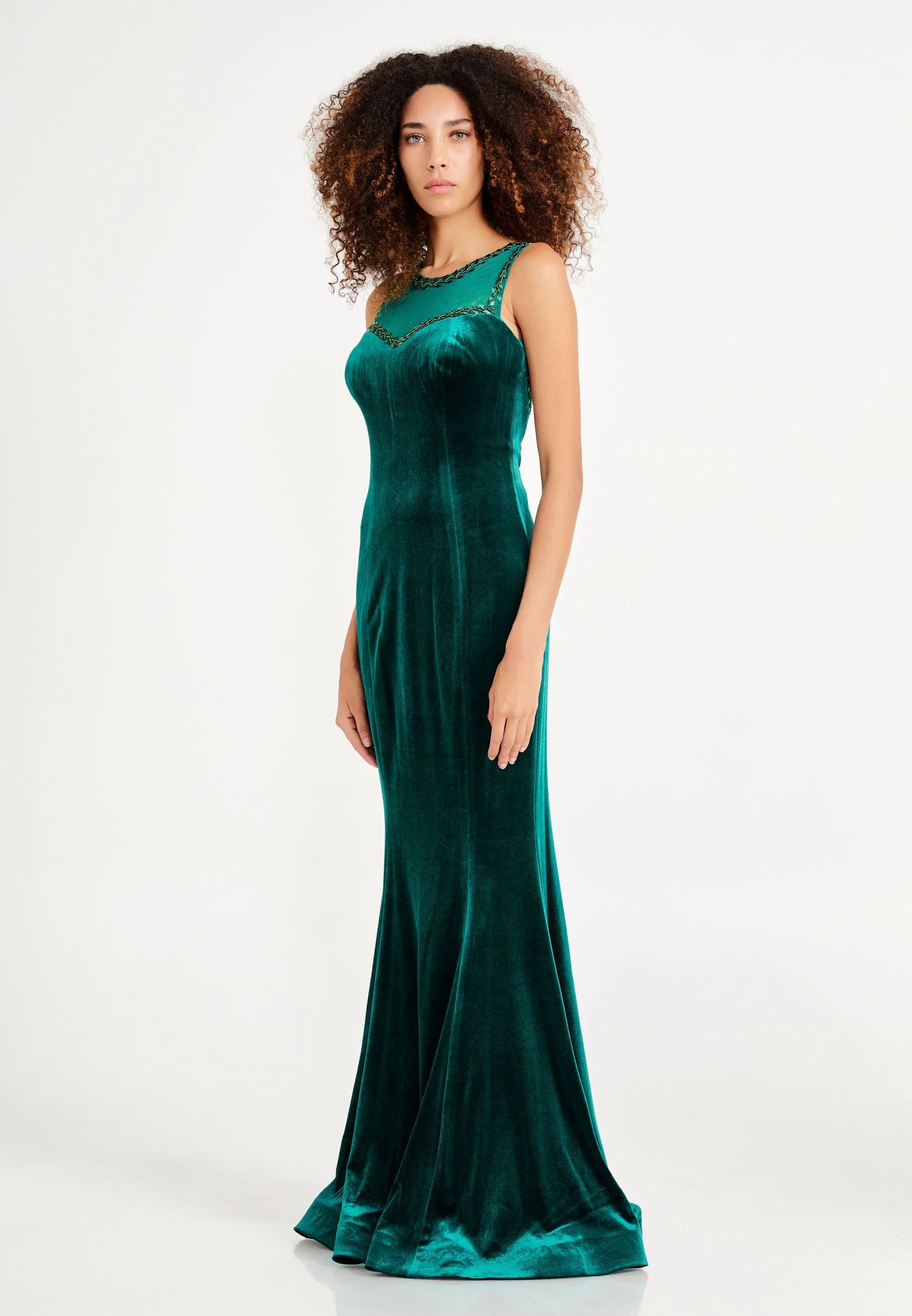 Sleeveless Maxi Velvet Mermaid Regular Evening Dress frc2092ab - Image 11