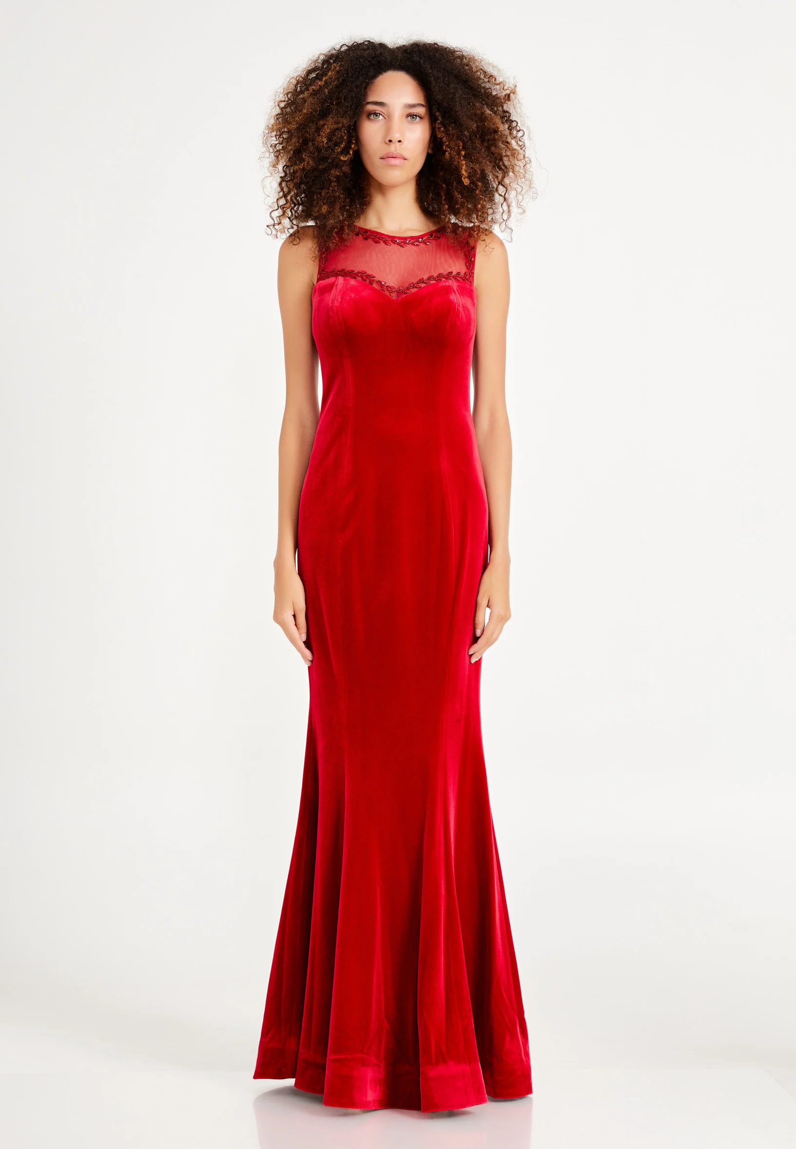Sleeveless Maxi Velvet Mermaid Regular Evening Dress frc2092ab - Image 5