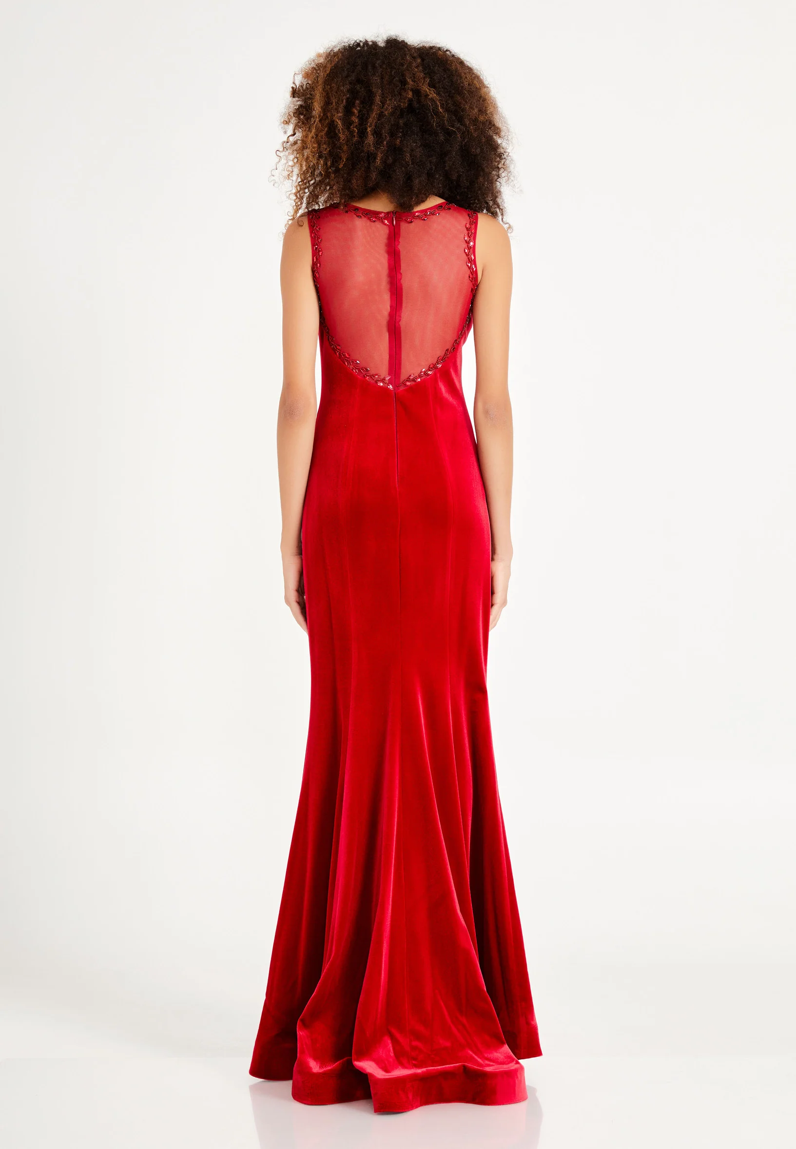 Sleeveless Maxi Velvet Mermaid Regular Evening Dress frc2092ab - Image 6