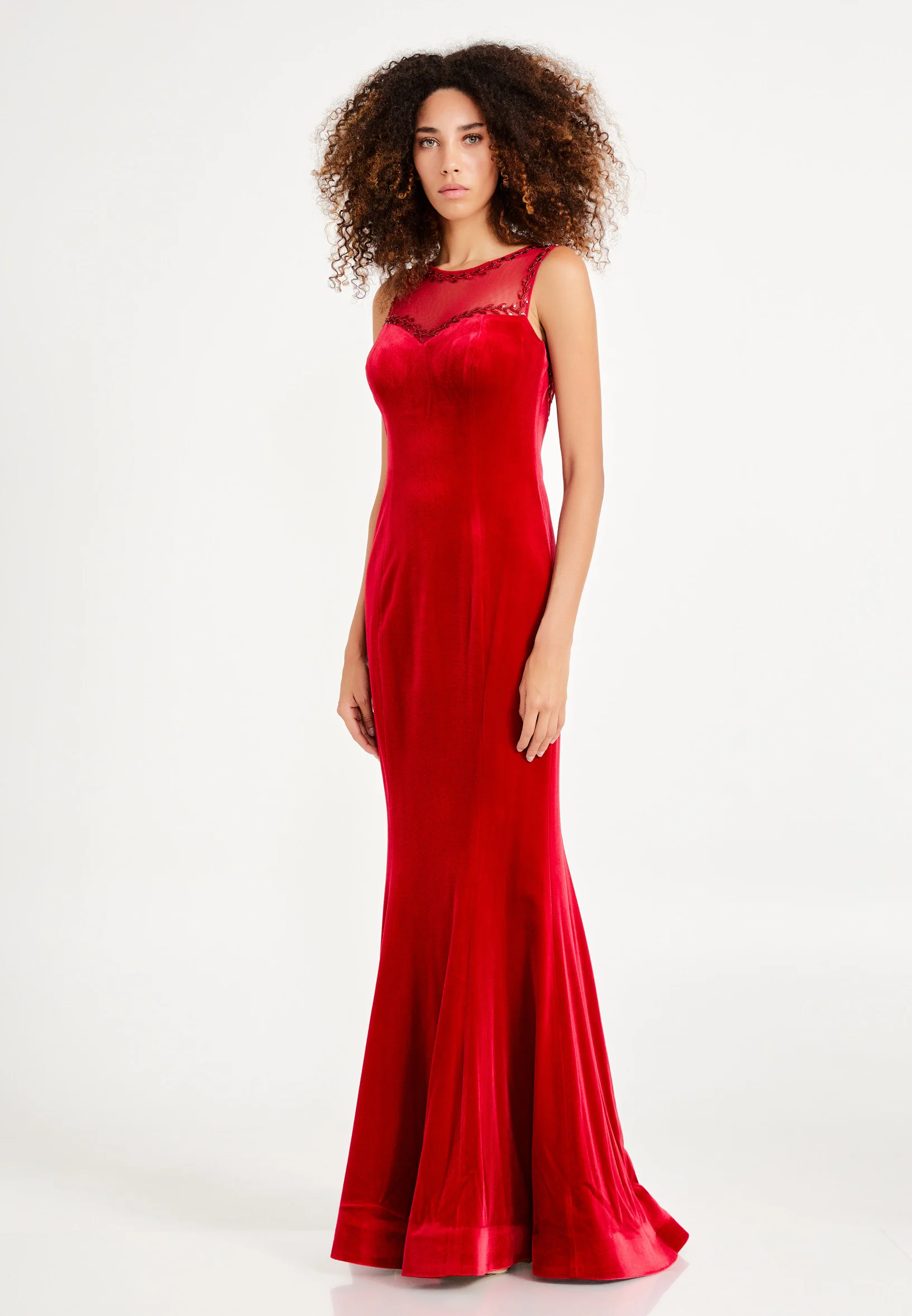 Sleeveless Maxi Velvet Mermaid Regular Evening Dress frc2092ab - Image 7