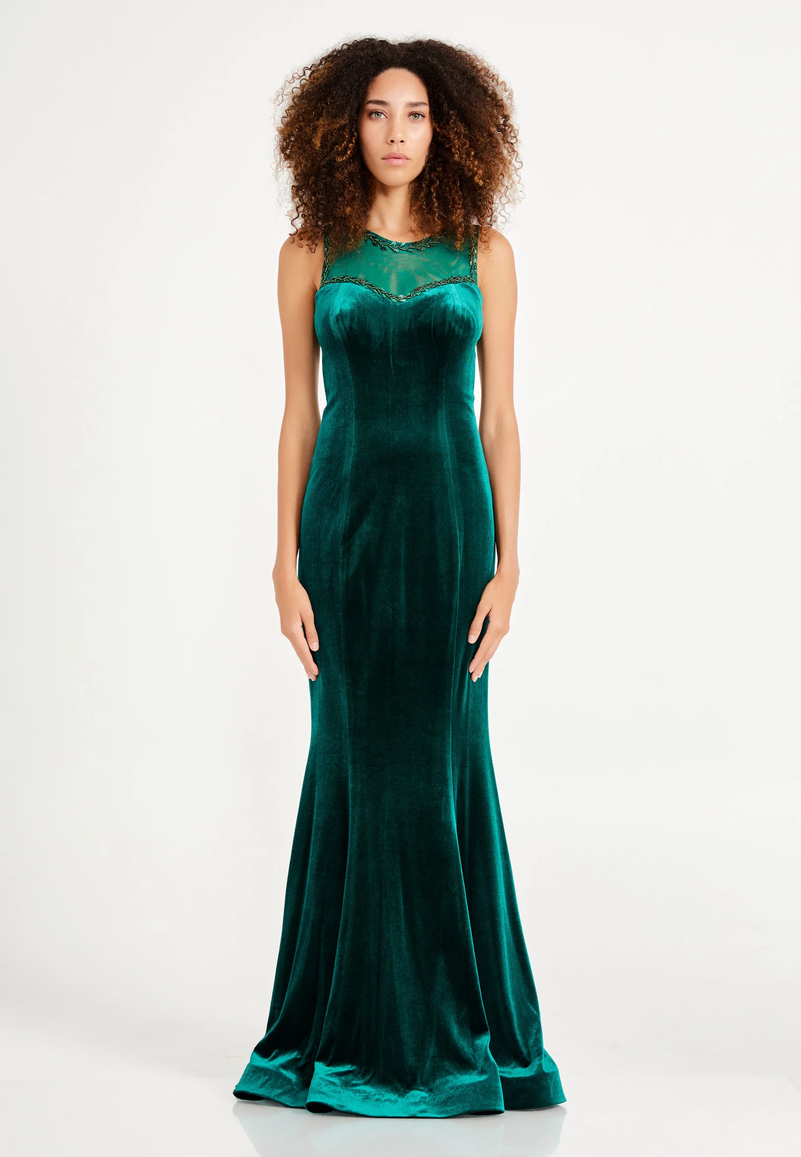 Sleeveless Maxi Velvet Mermaid Regular Evening Dress frc2092ab - Image 9
