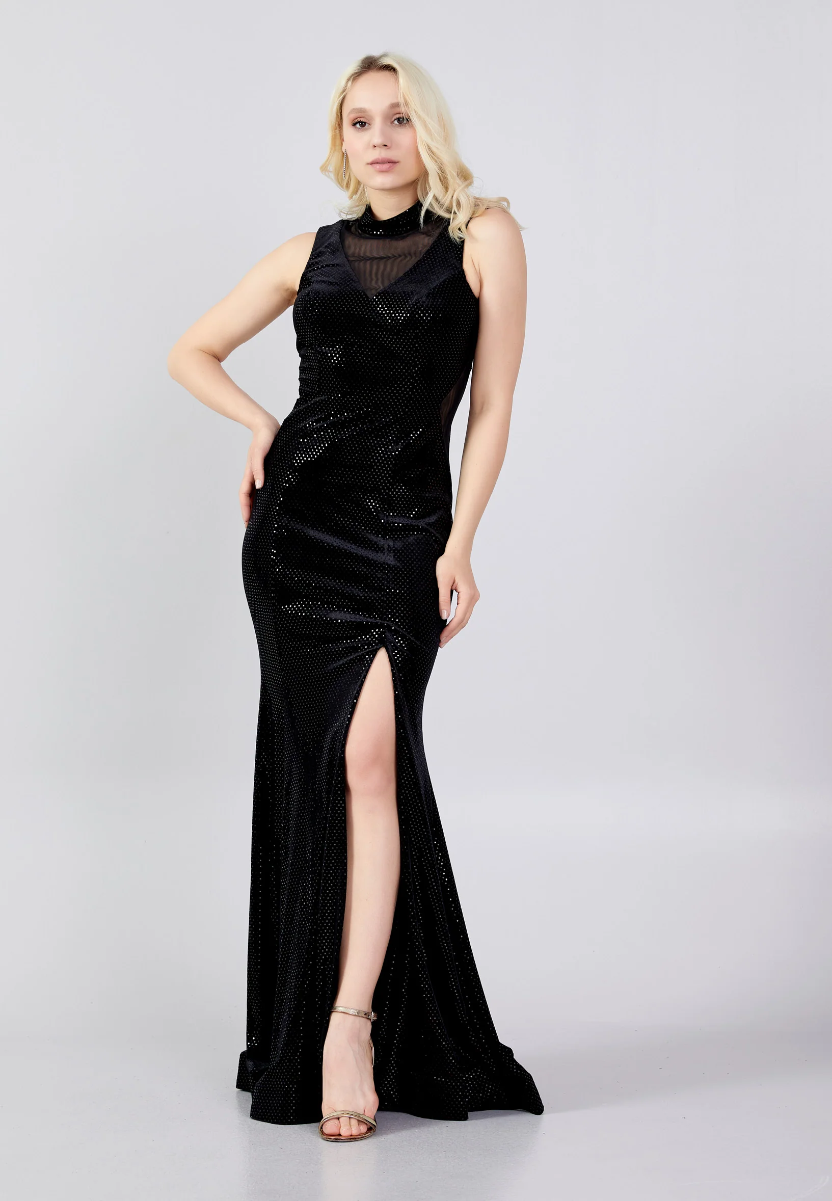 Sleeveless Maxi Velvet Mermaid Regular Evening Dress frc7322