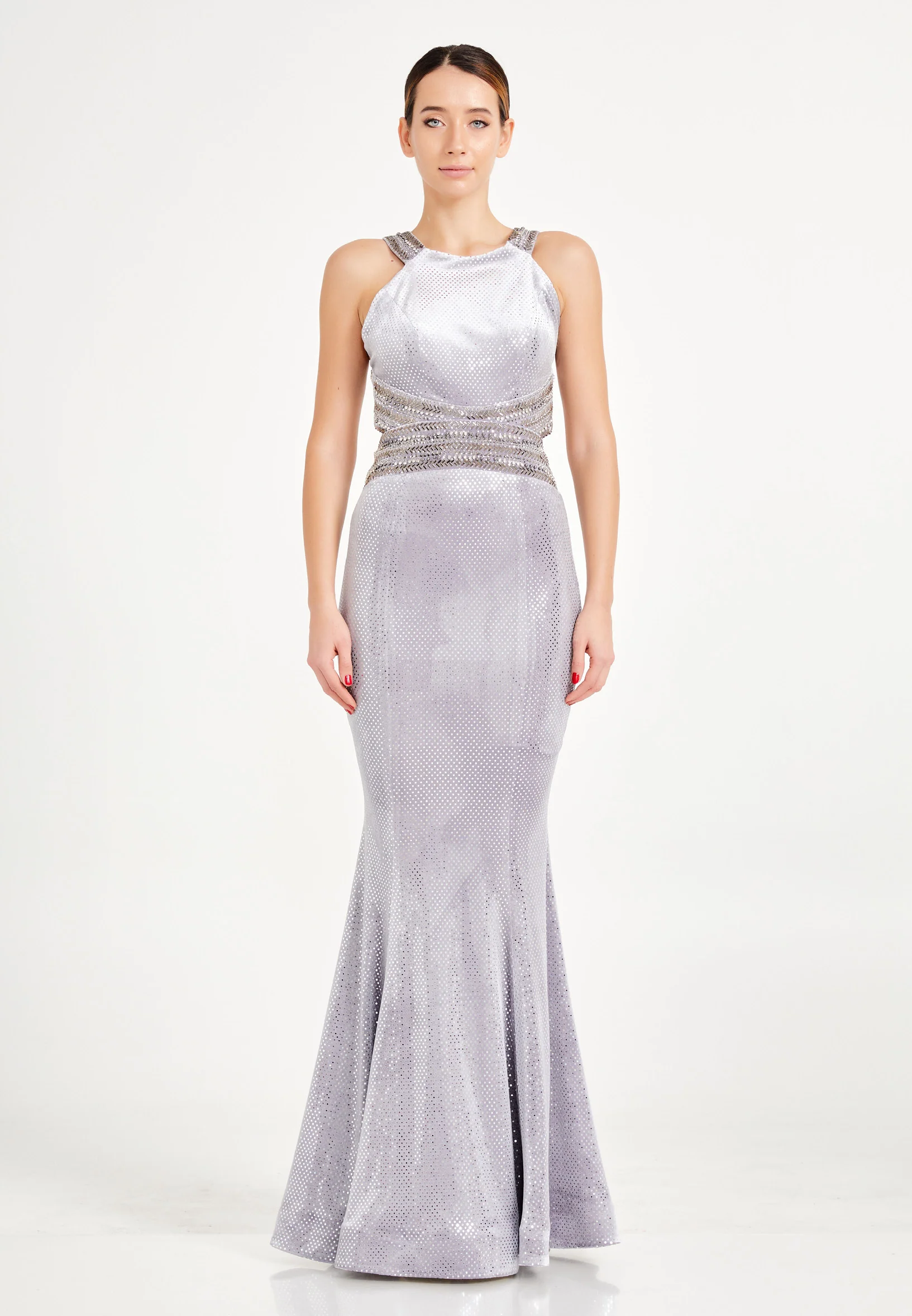 Sleeveless Maxi Velvet Mermaid Regular Prom Dress frc4353 - Image 5