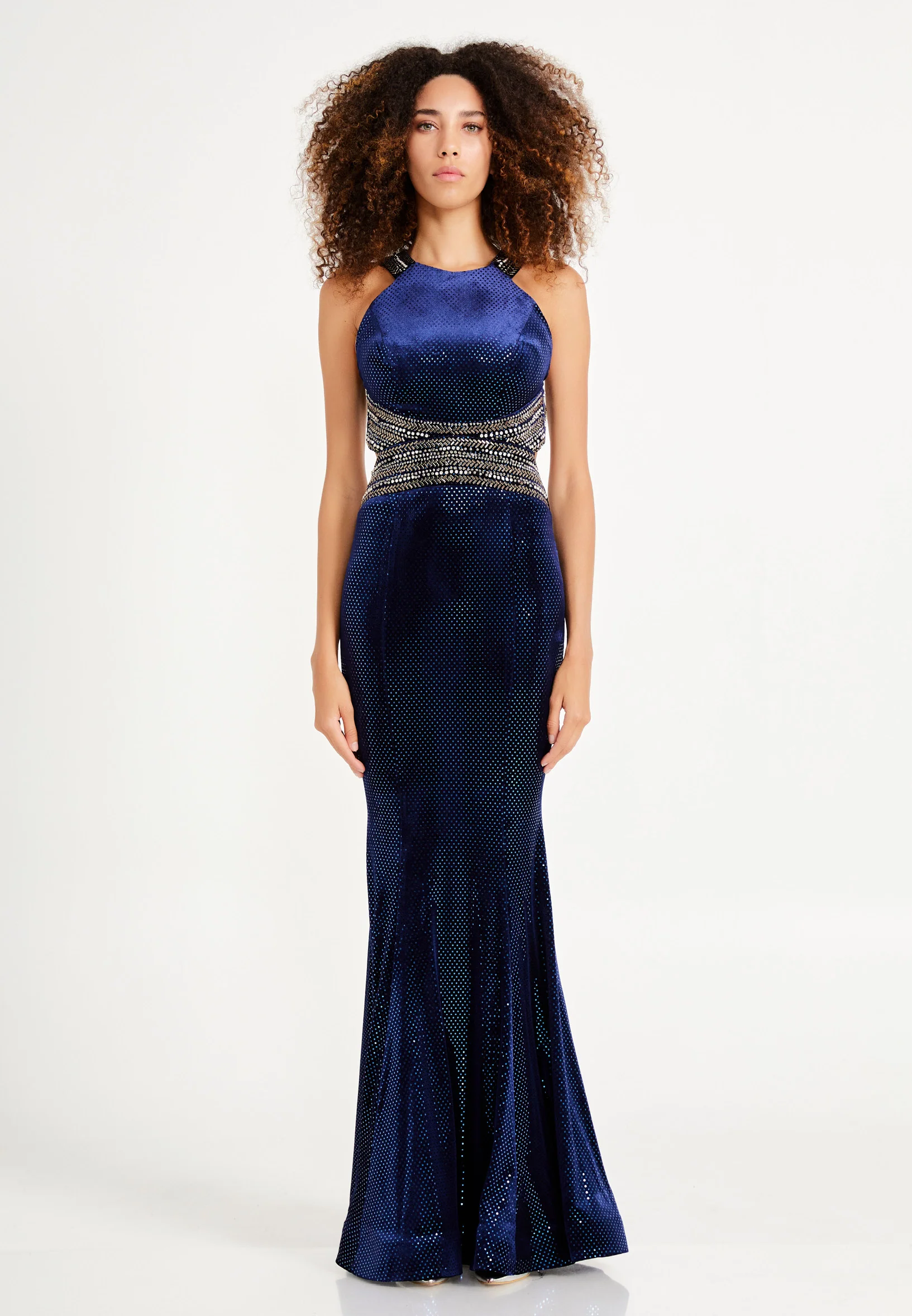 Sleeveless Maxi Velvet Mermaid Regular Prom Dress frc4353 - Image 9