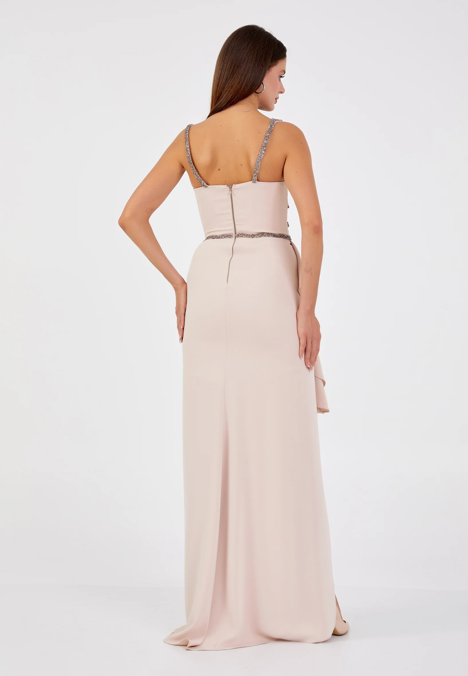 Sleeveless Maxi Viscose Column Regular Wedding Guest Dress aln1601 - Image 10