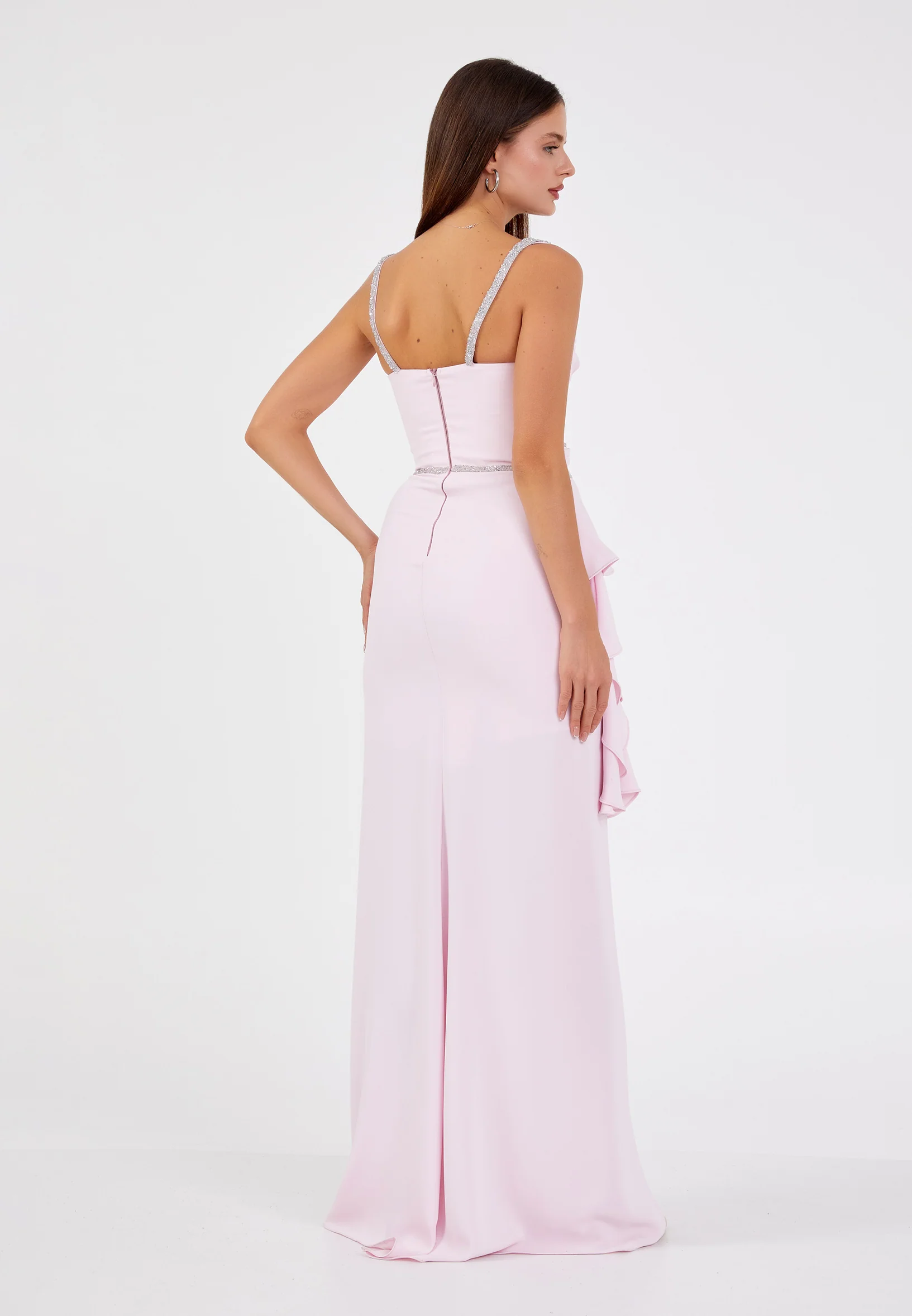 Sleeveless Maxi Viscose Column Regular Wedding Guest Dress aln1601 - Image 14