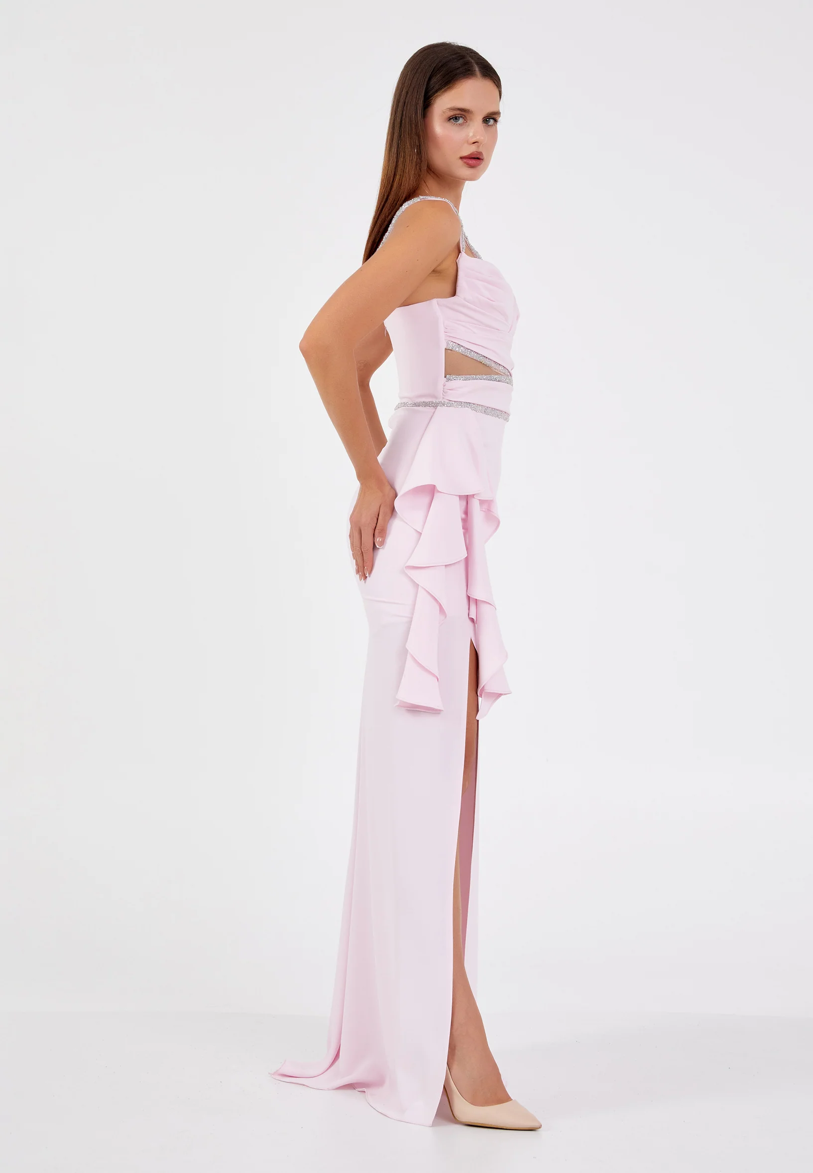 Sleeveless Maxi Viscose Column Regular Wedding Guest Dress aln1601 - Image 15