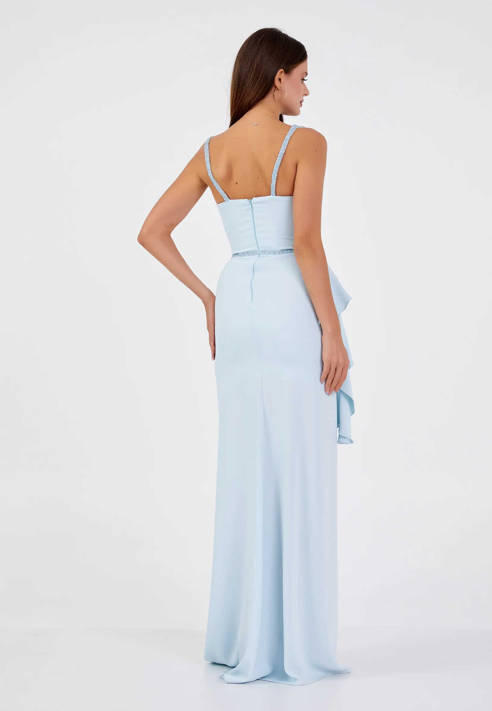 Sleeveless Maxi Viscose Column Regular Wedding Guest Dress aln1601 - Image 2