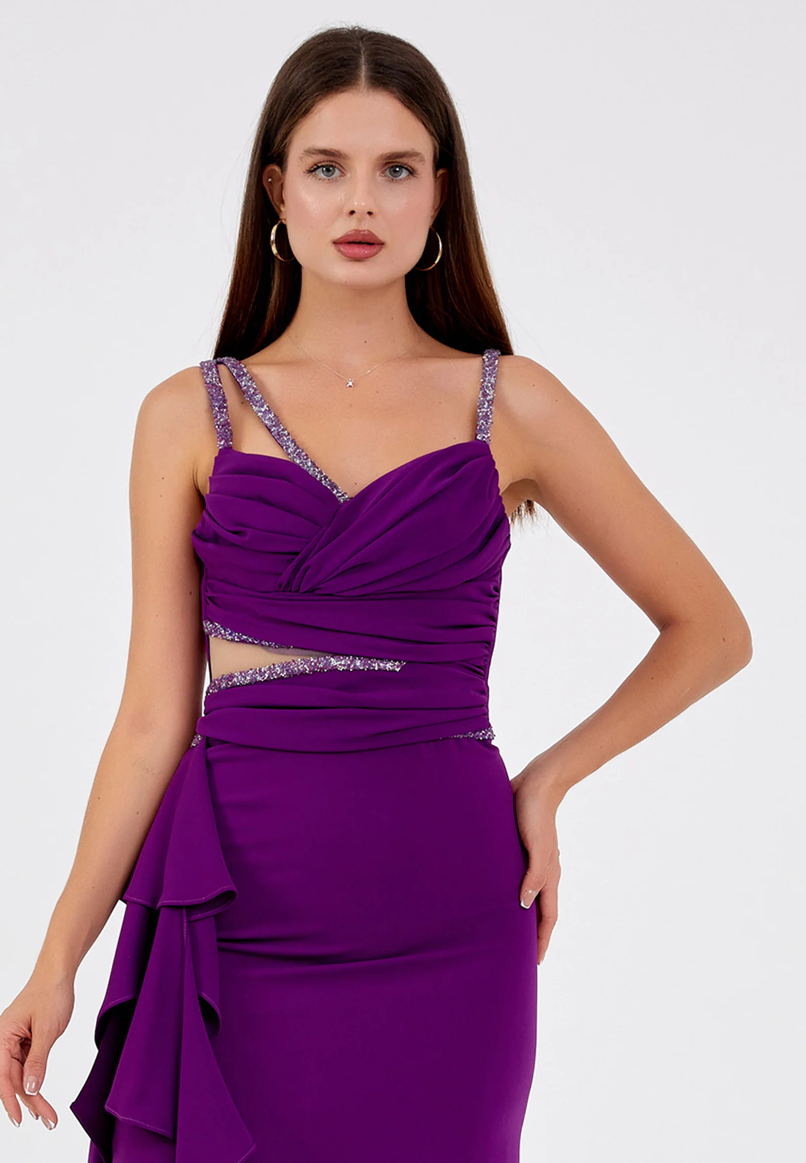 Sleeveless Maxi Viscose Column Regular Wedding Guest Dress aln1601 - Image 20
