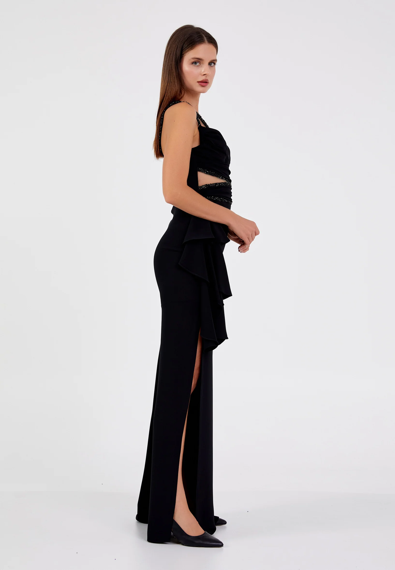 Sleeveless Maxi Viscose Column Regular Wedding Guest Dress aln1601 - Image 7