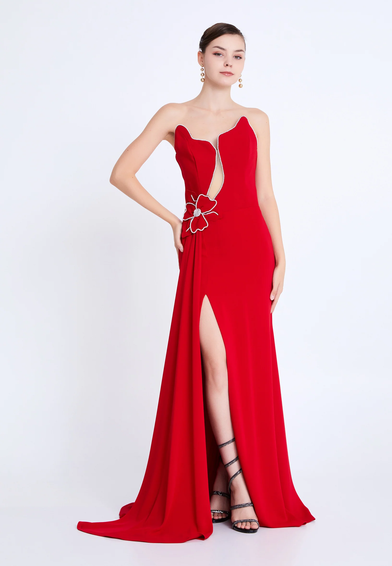 Sleeveless Maxi Viscose Column Regular Wedding Guest Dress aln1810 - Image 17