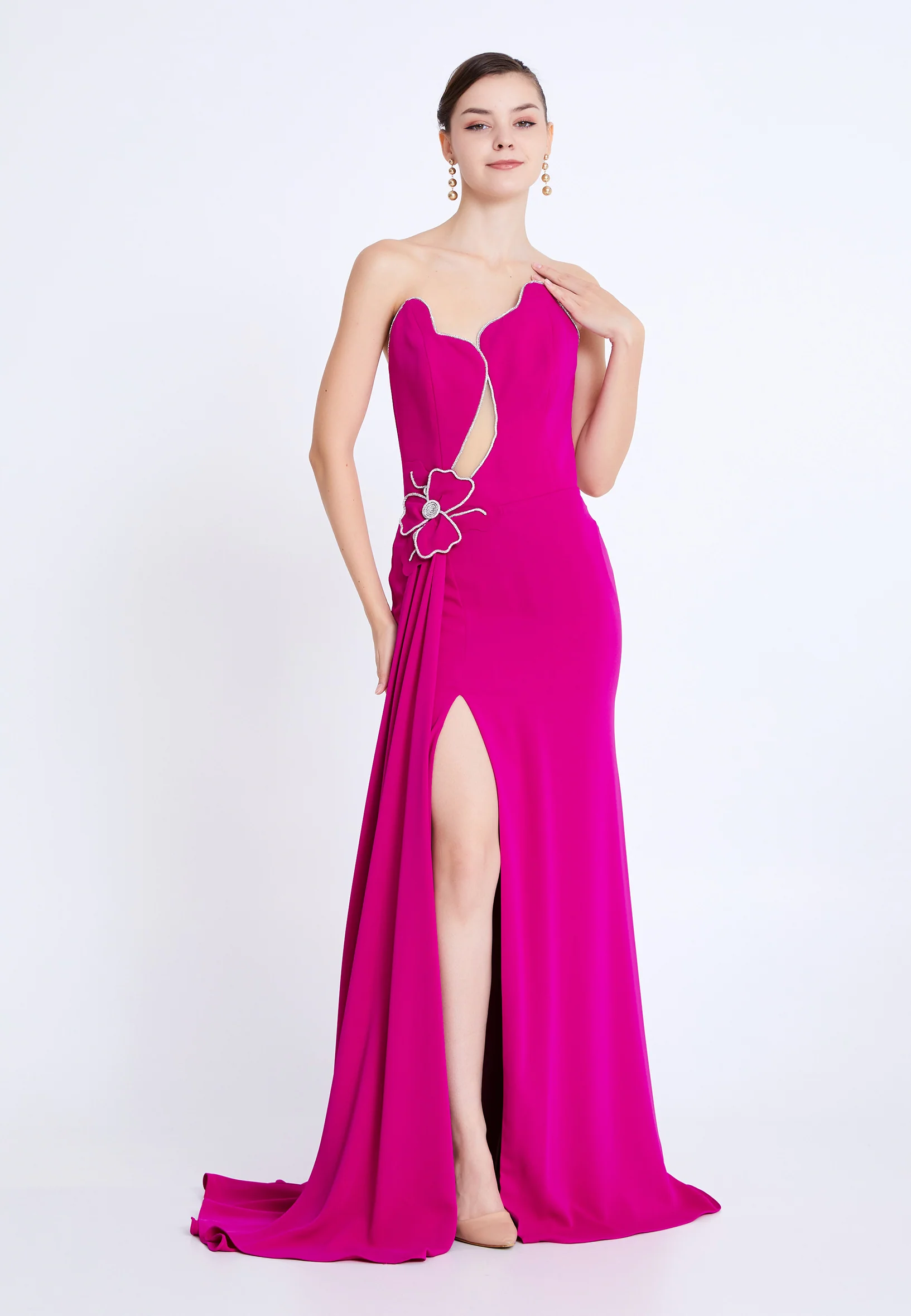 Sleeveless Maxi Viscose Column Regular Wedding Guest Dress aln1810 - Image 5