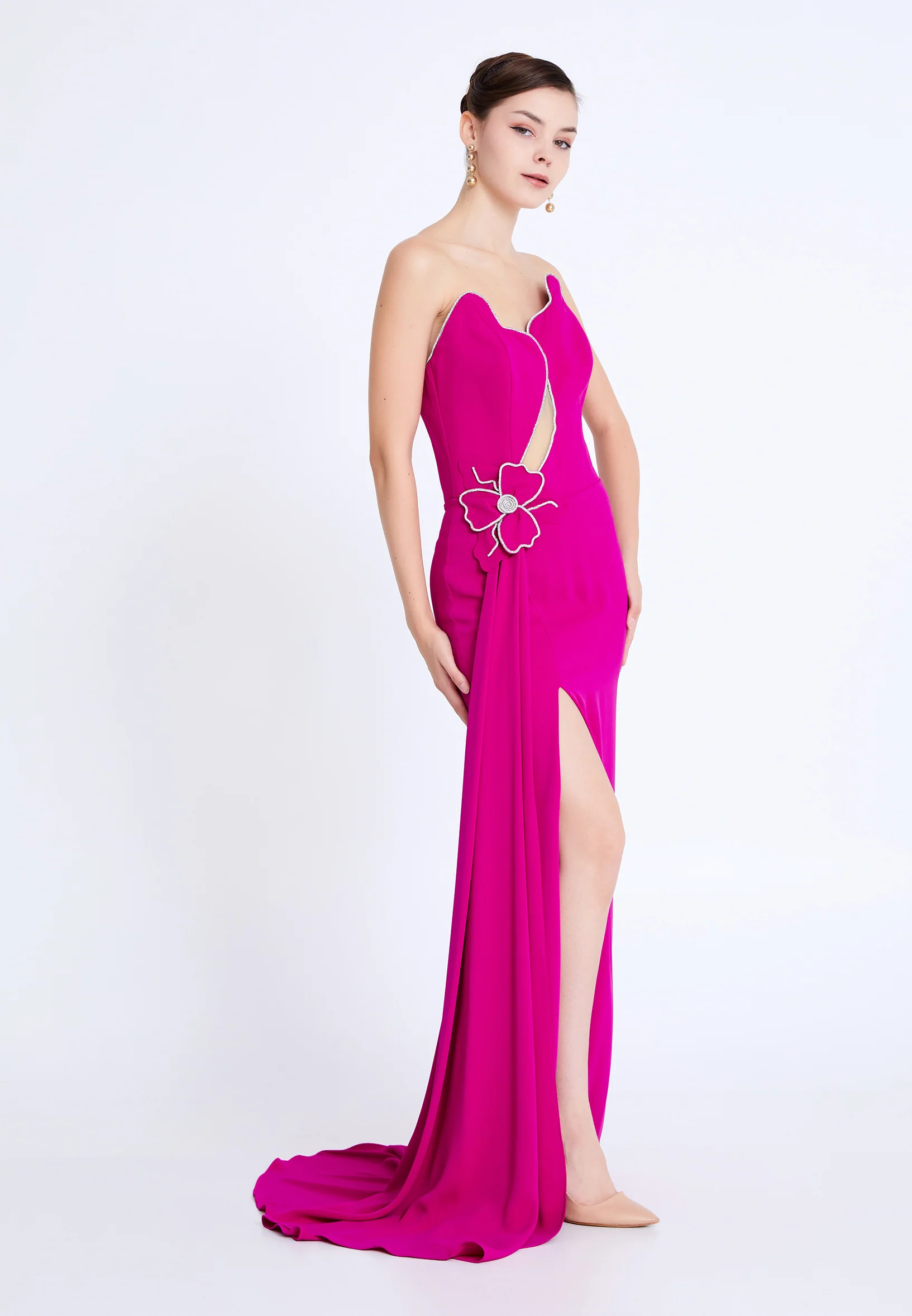 Sleeveless Maxi Viscose Column Regular Wedding Guest Dress aln1810 - Image 7