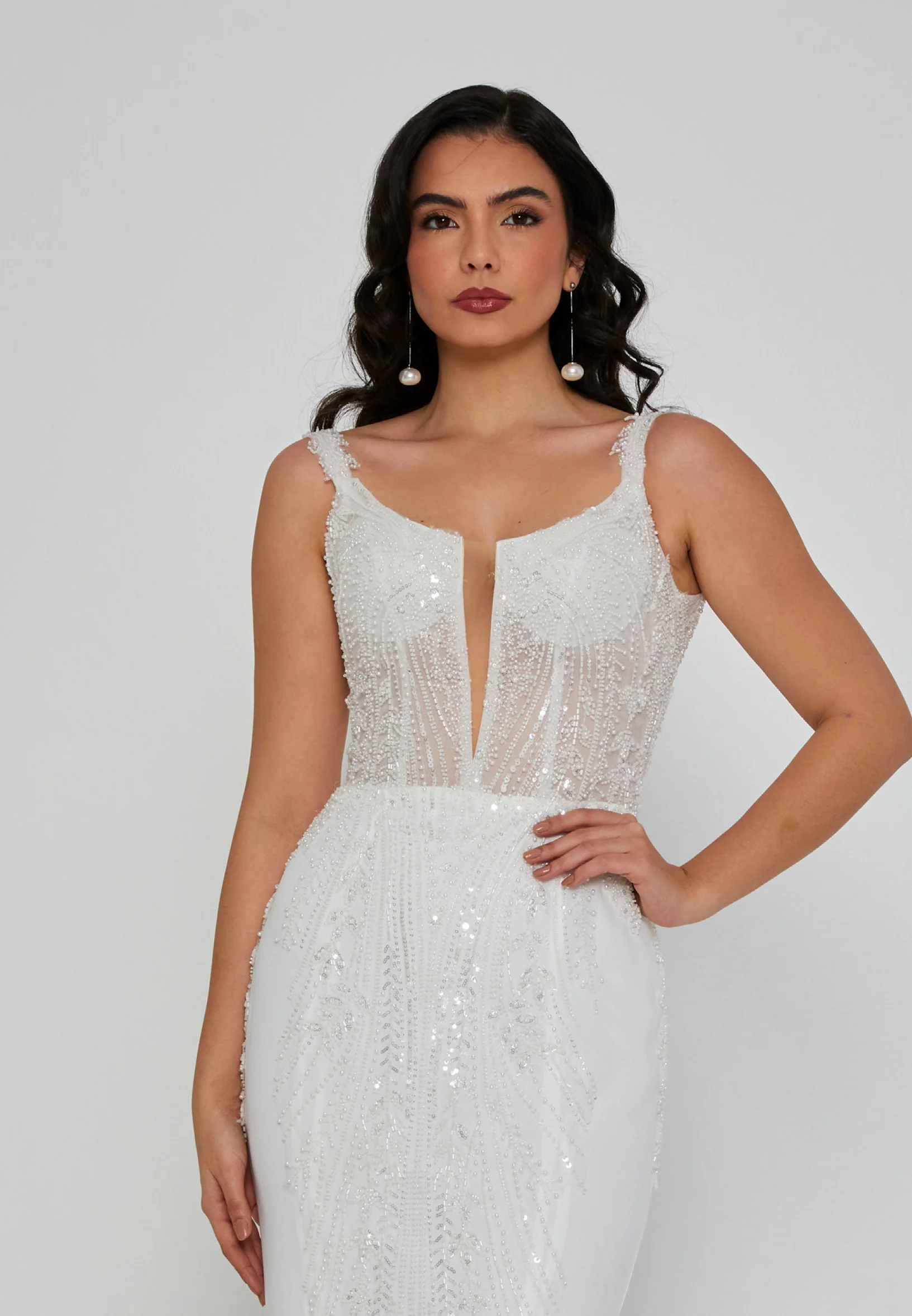 Sleeveless Maxi Viscose Regular Wedding Dress blv360053 - Image 6
