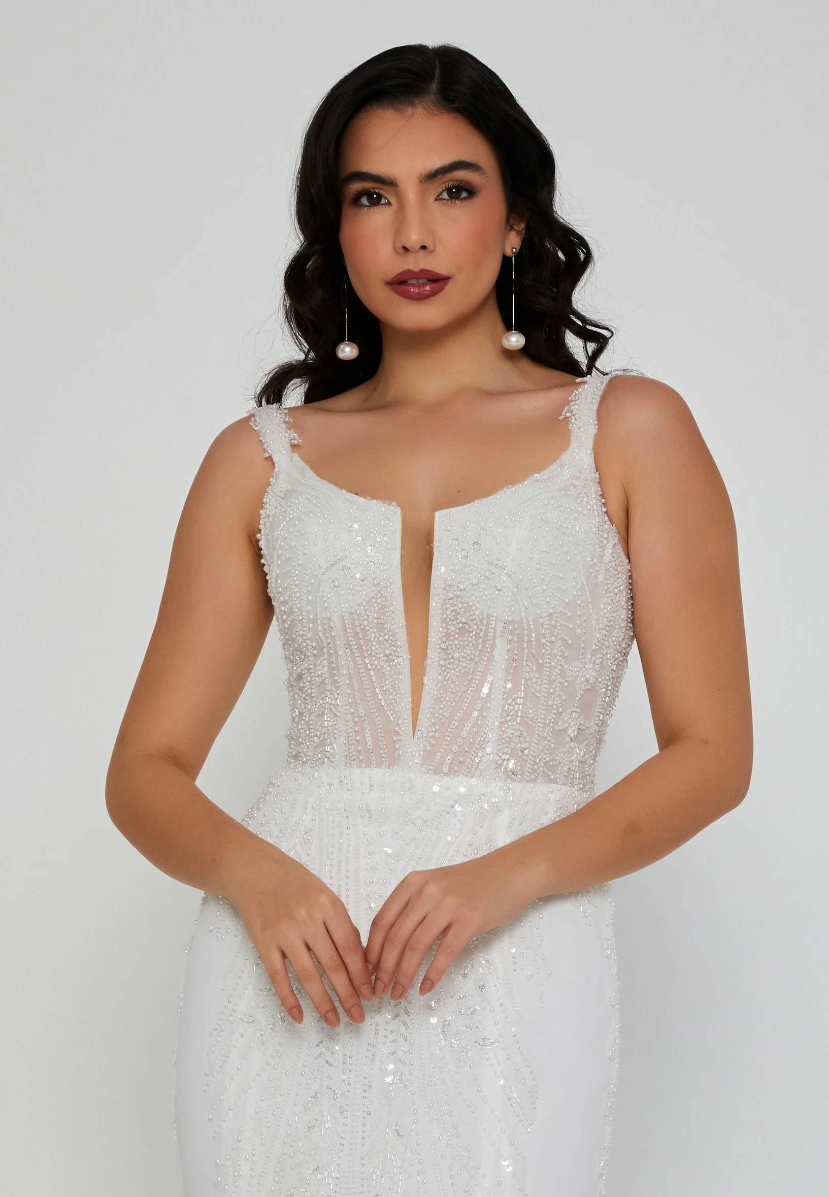 Sleeveless Maxi Viscose Regular Wedding Dress blv360053 - Image 7