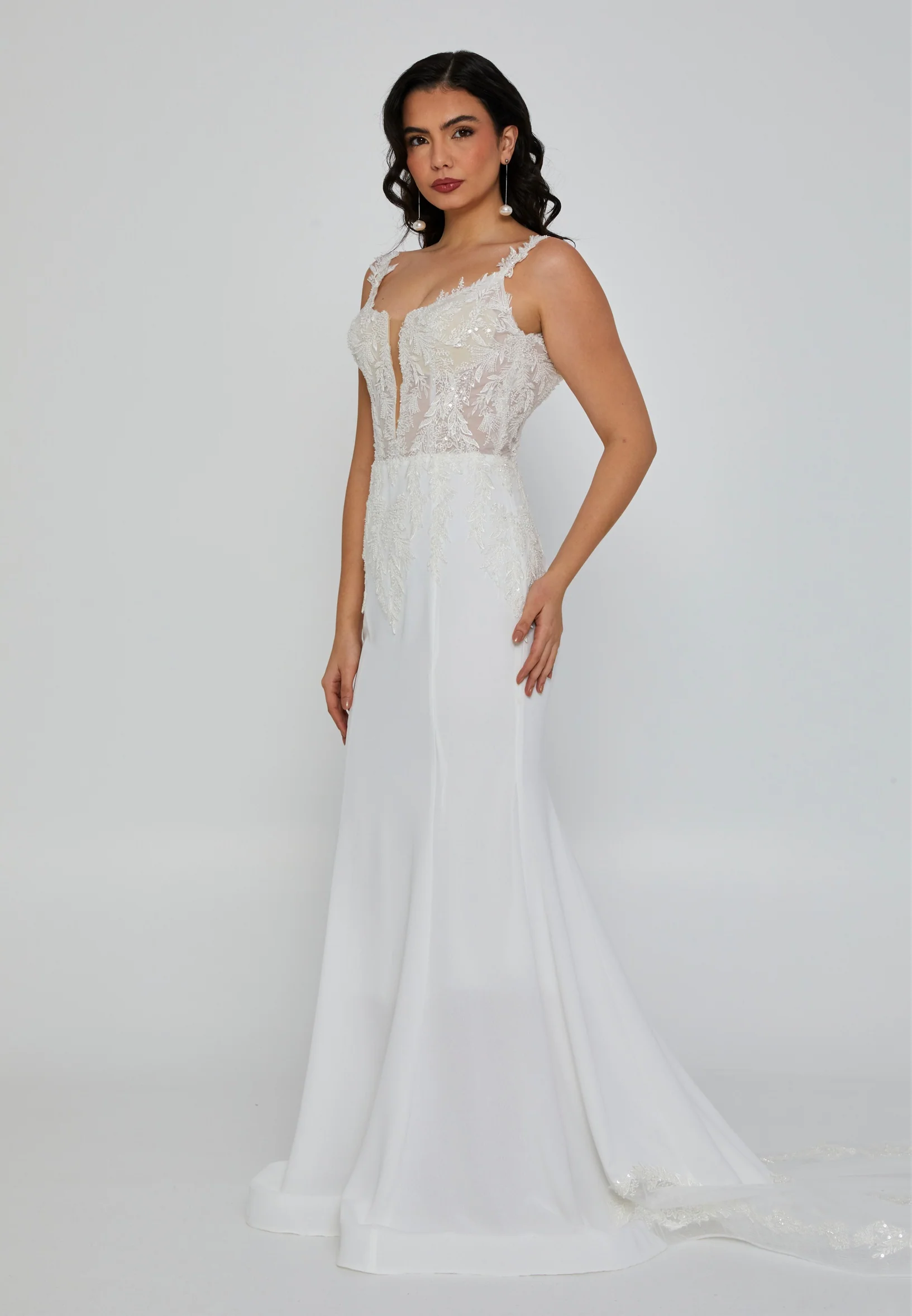 Sleeveless Maxi Viscose Regular Wedding Dress blv360054 - Image 5