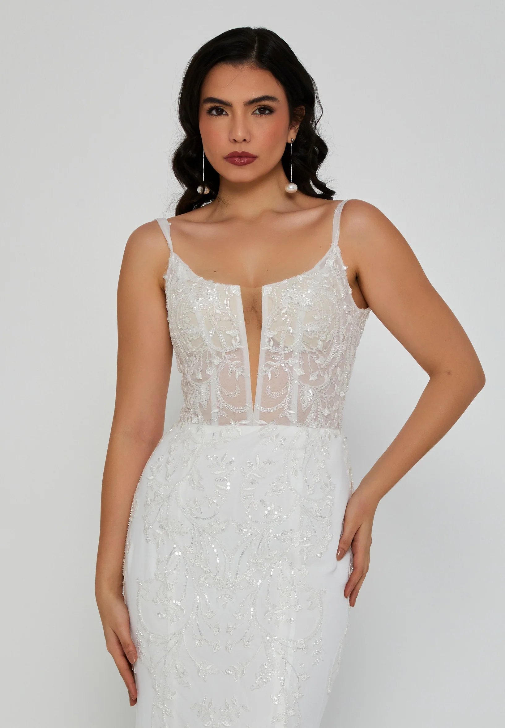 Sleeveless Maxi Viscose Regular Wedding Dress nor2054 - Image 7