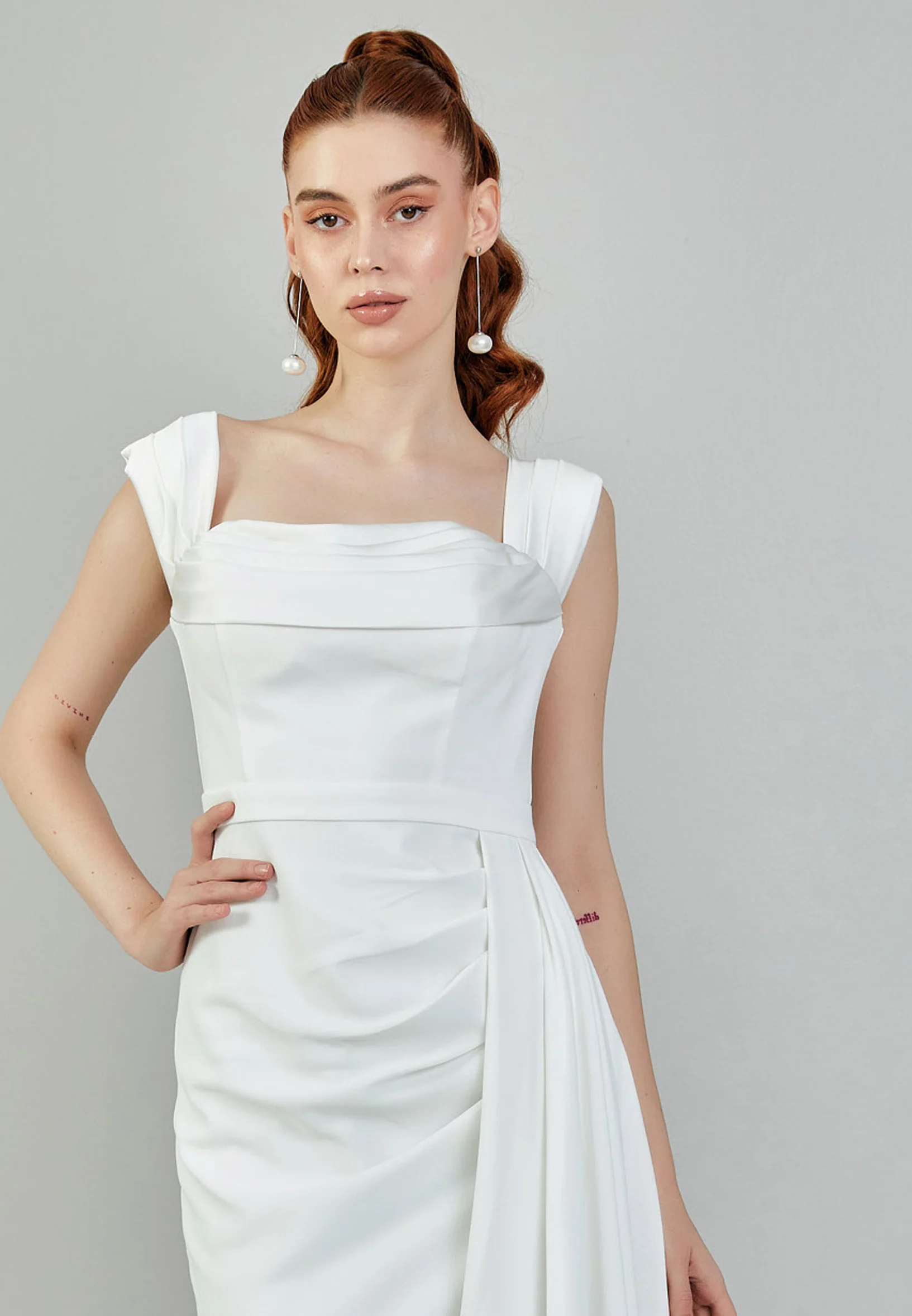 Sleeveless Maxi Viscose Regular Wedding Dress sacd3037(8057) - Image 7