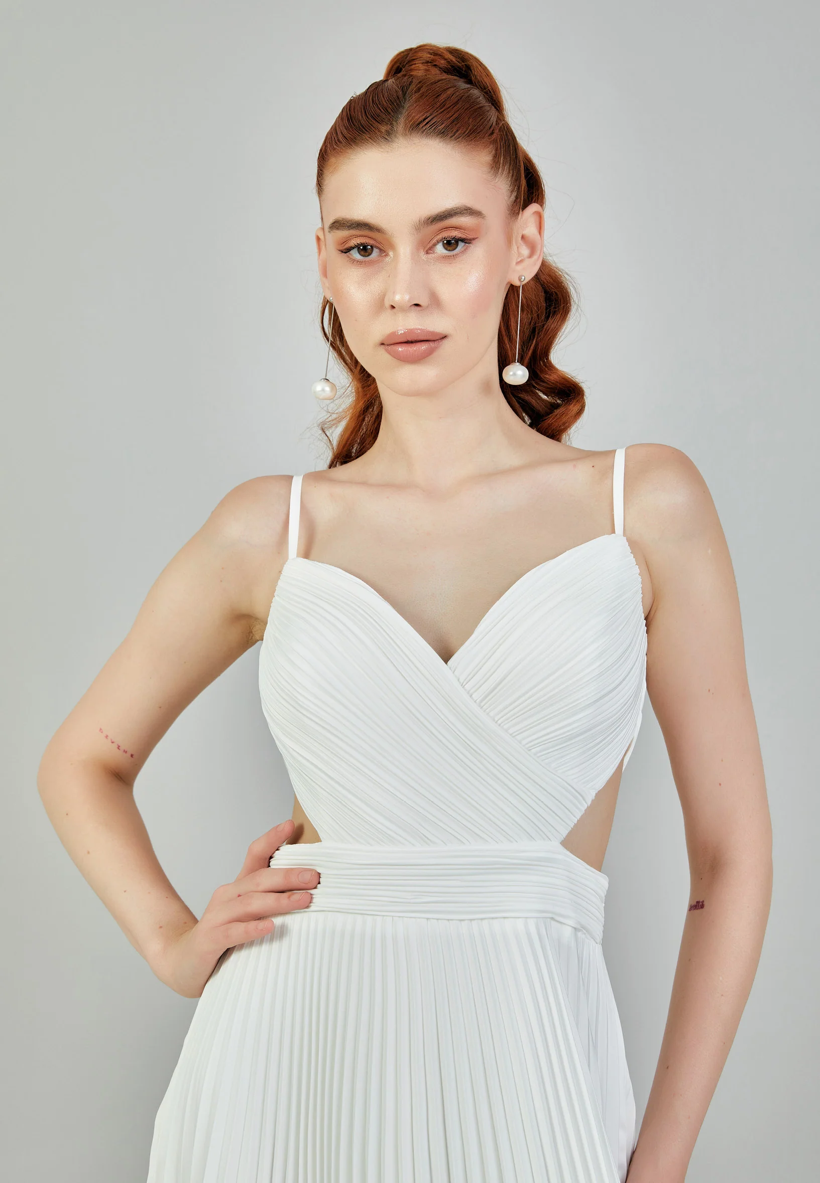 Sleeveless Maxi Viscose Regular Wedding Dress sacd3057 - Image 3