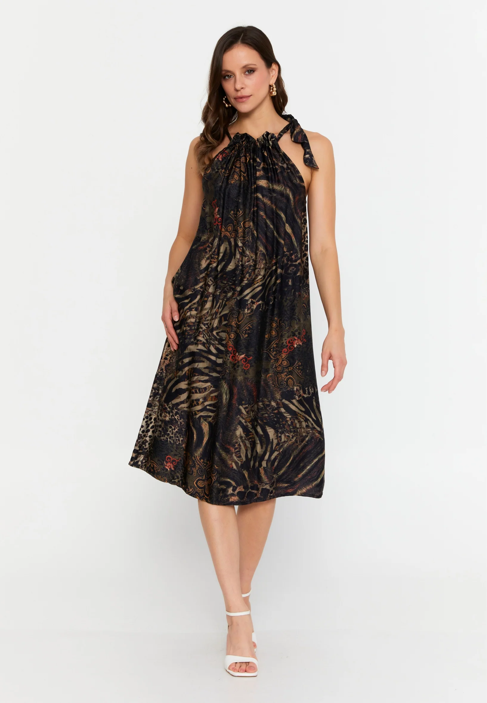 Sleeveless Midi Chiffon Column Regular Casual Dress cav69580d