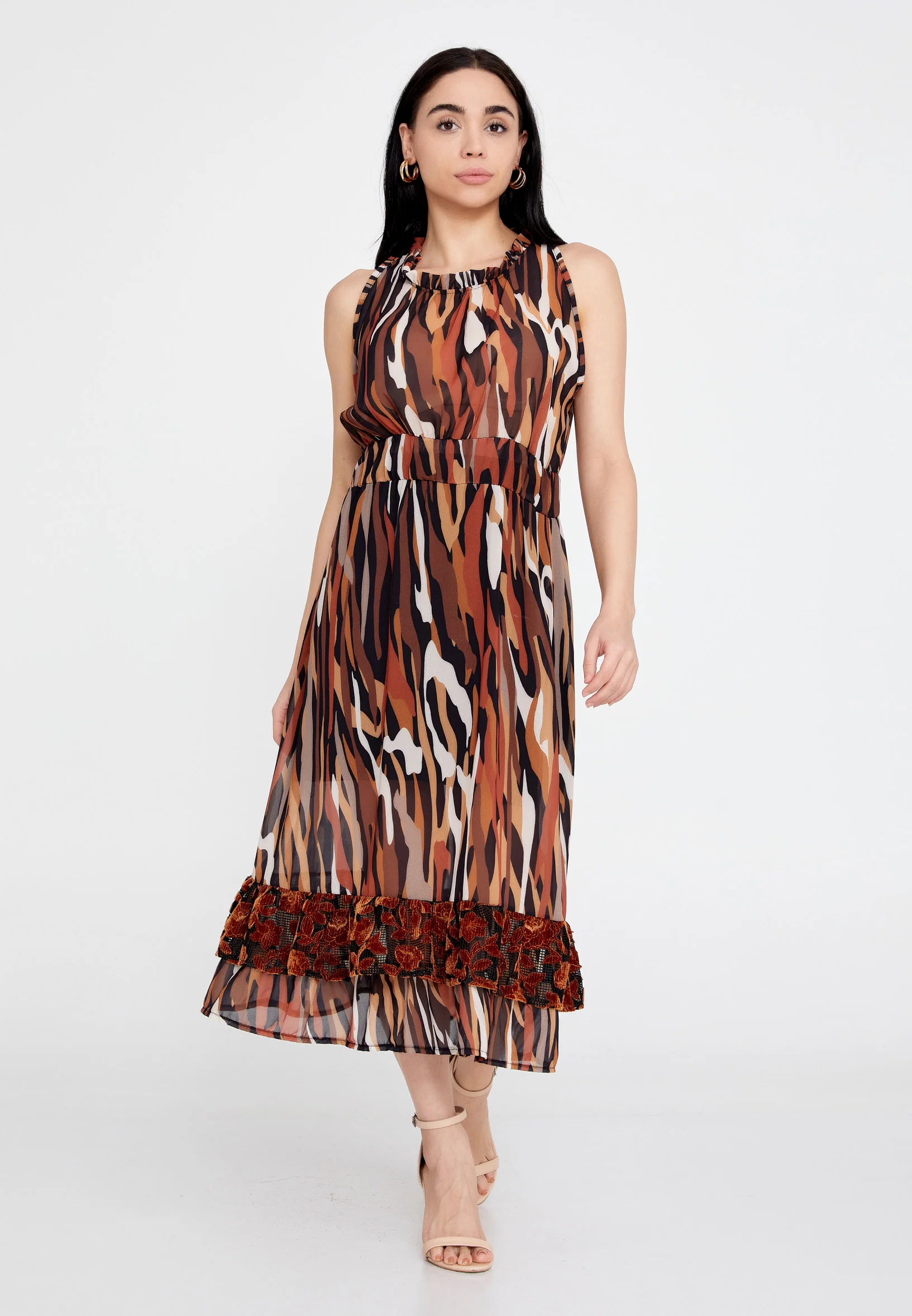 Sleeveless Midi Chiffon Column Regular Casual Dress clf16214 - Image 5