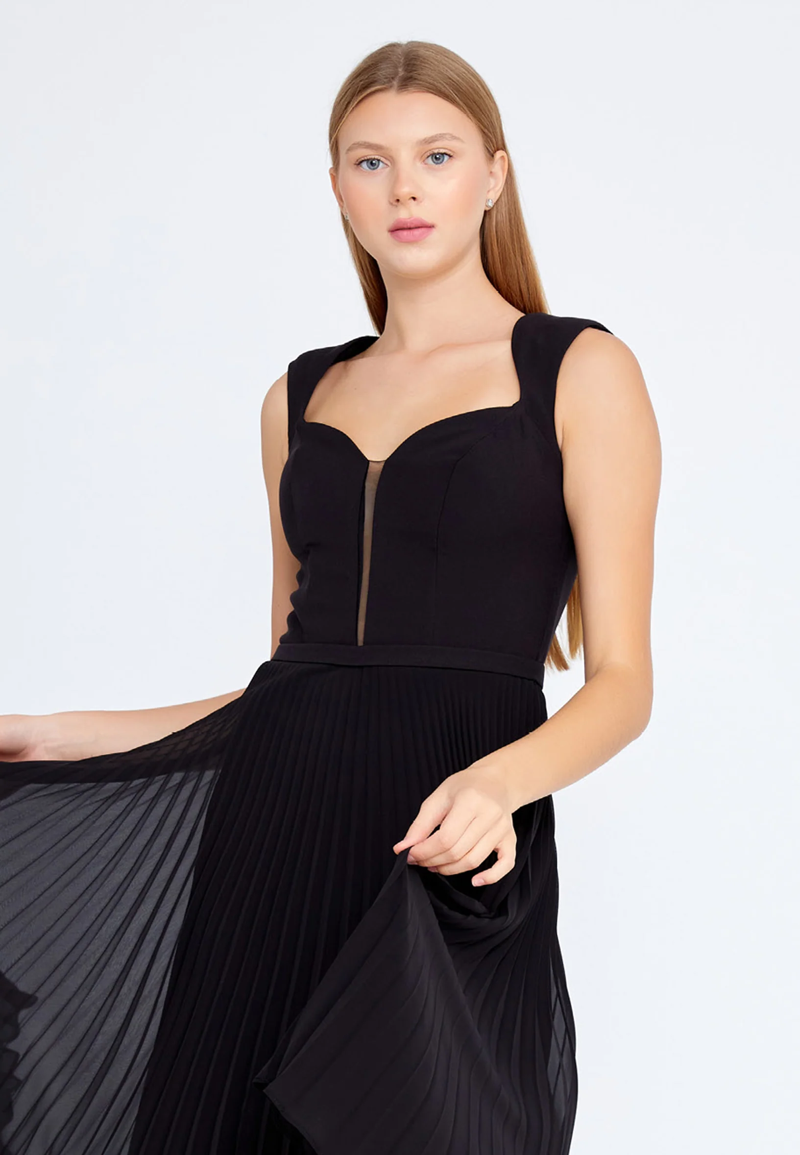 Sleeveless Midi Chiffon Column Regular Cocktail Dress jnm21-147 - Image 4
