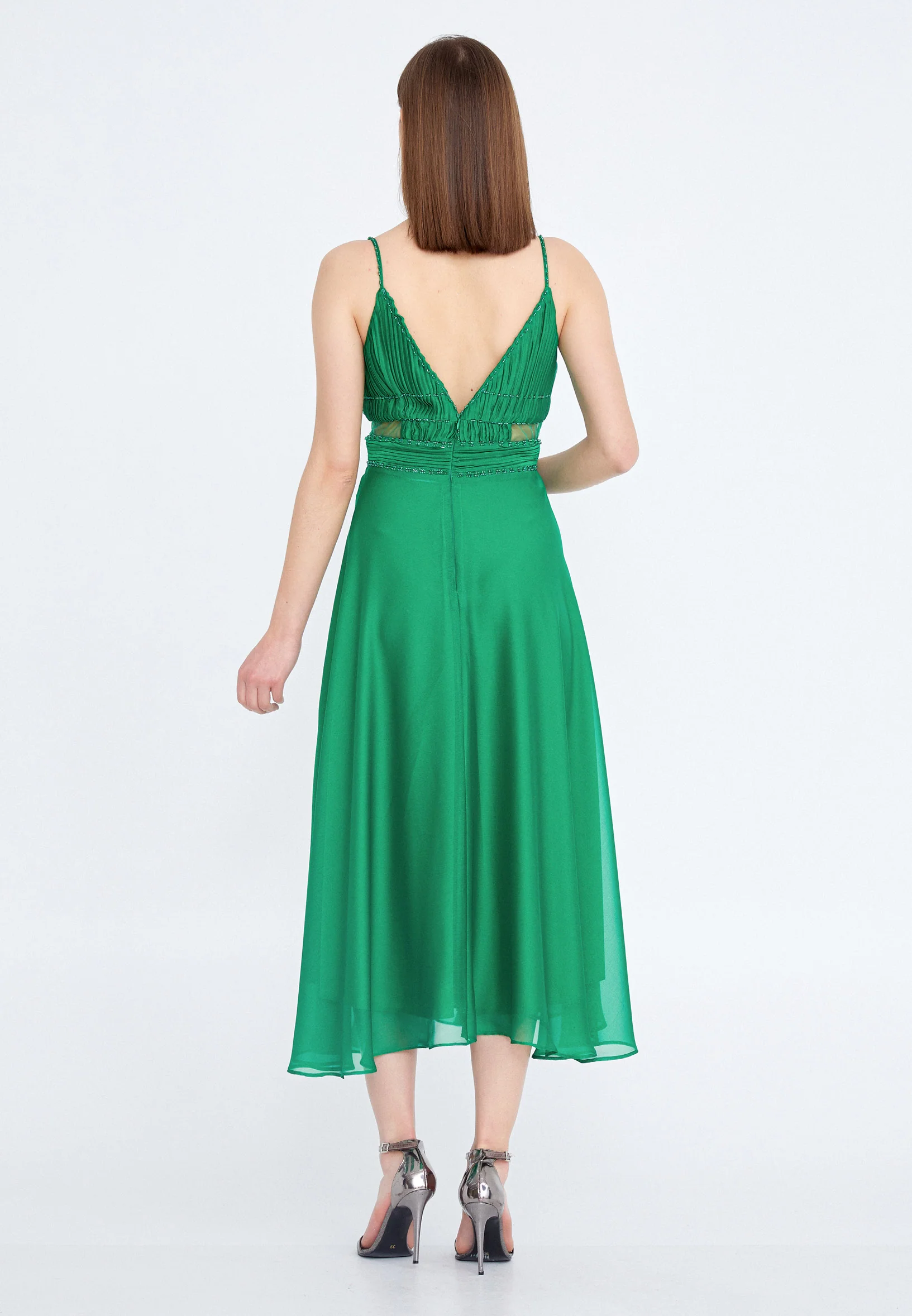 Sleeveless Midi Chiffon Column Regular Wedding Guest Dress nzn1613 - Image 2