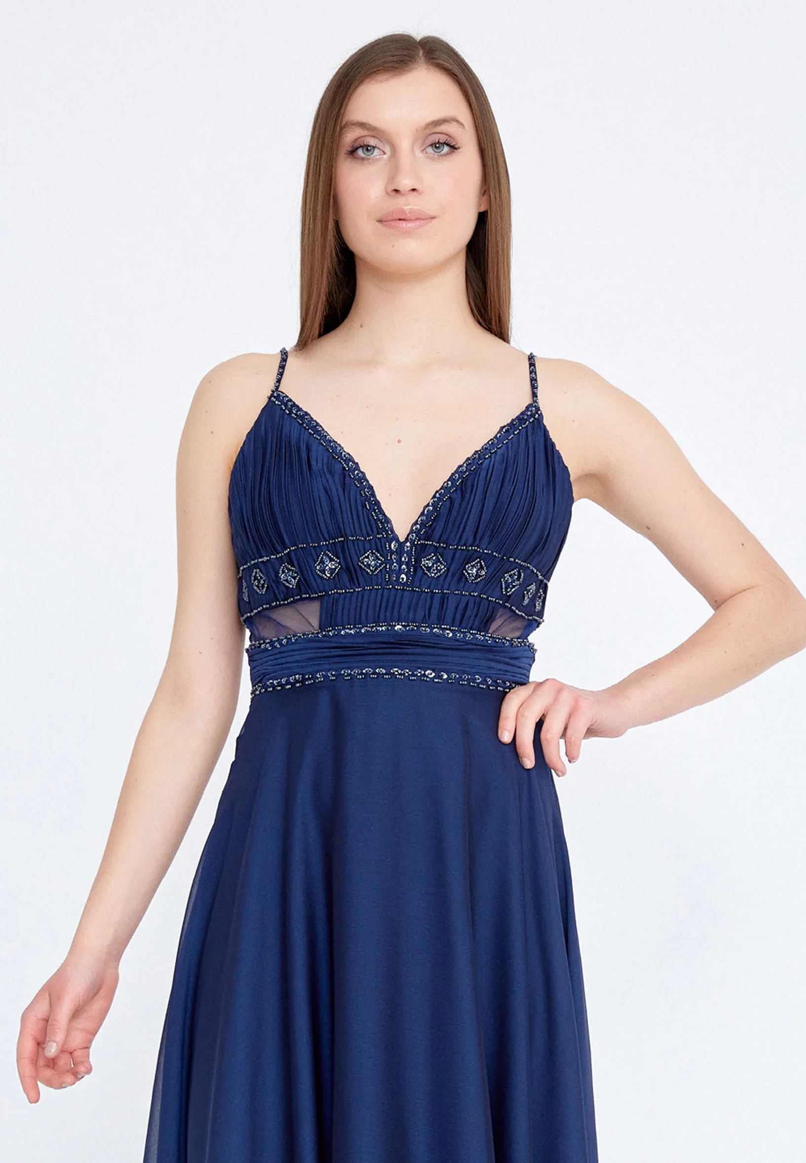 Sleeveless Midi Chiffon Column Regular Wedding Guest Dress nzn1613 - Image 8