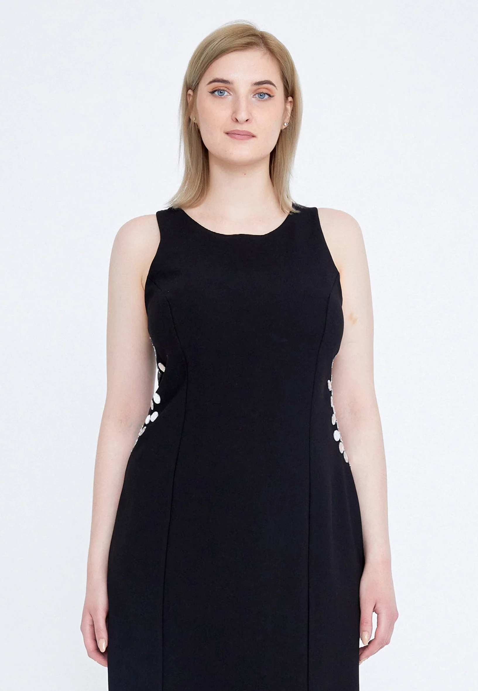 Sleeveless Midi Crepe Column Plus Size Cocktail Dress nzn1558-b - Image 4