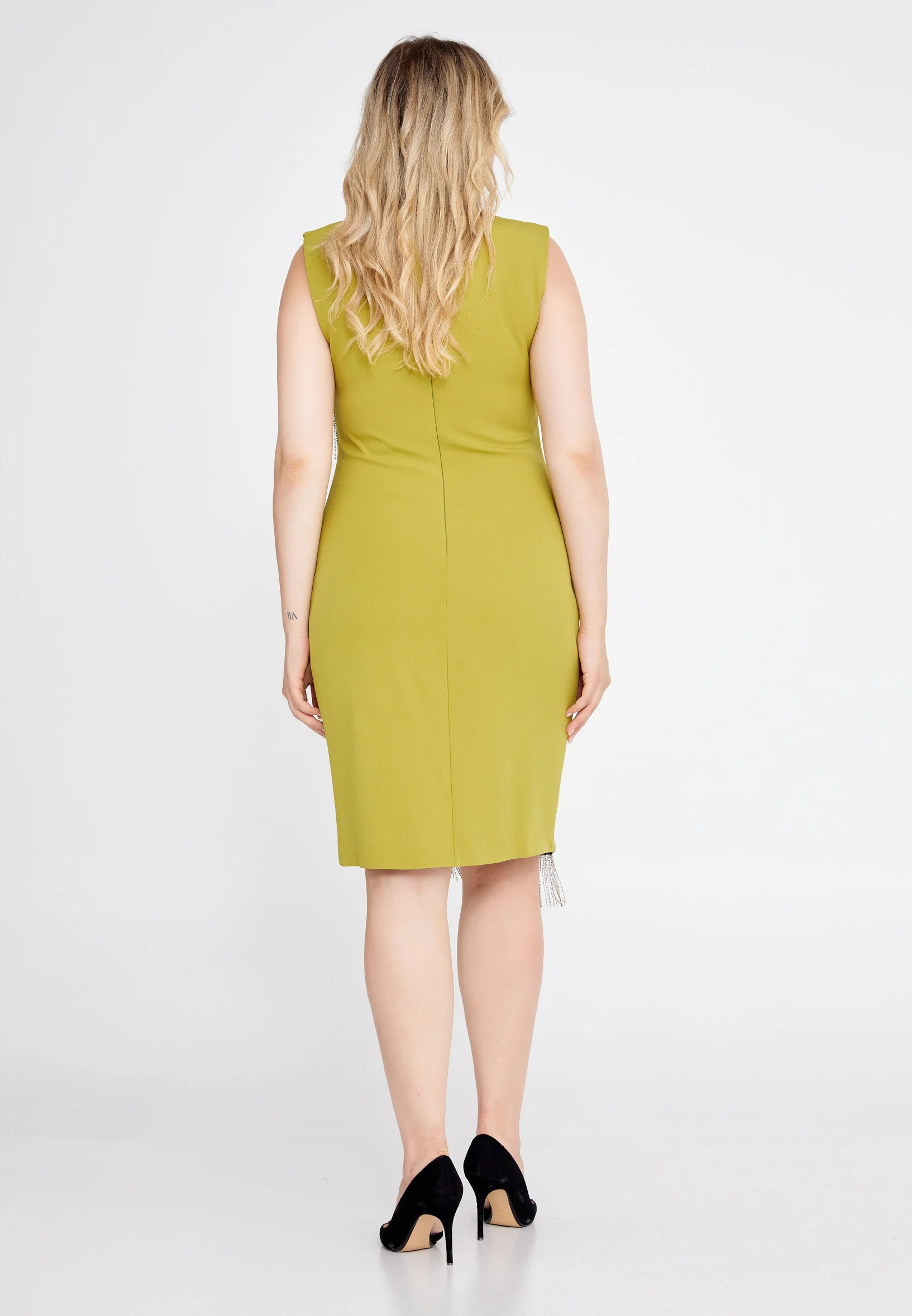 Sleeveless Midi Crepe Column Plus Size Evening Dress she7005-1 - Image 6