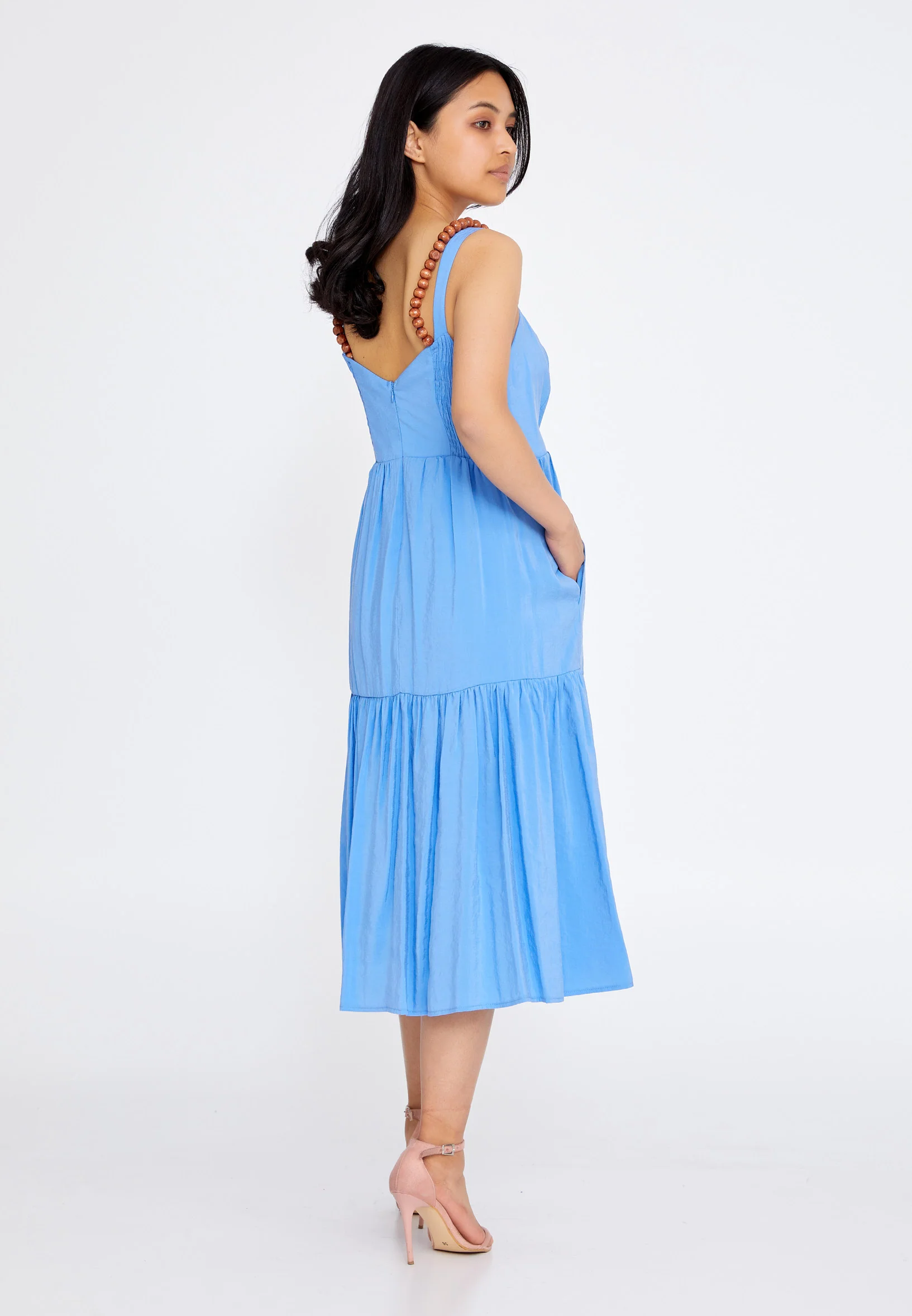 Sleeveless Midi Crepe Column Regular Casual Dress kmy22s40971 - Image 2