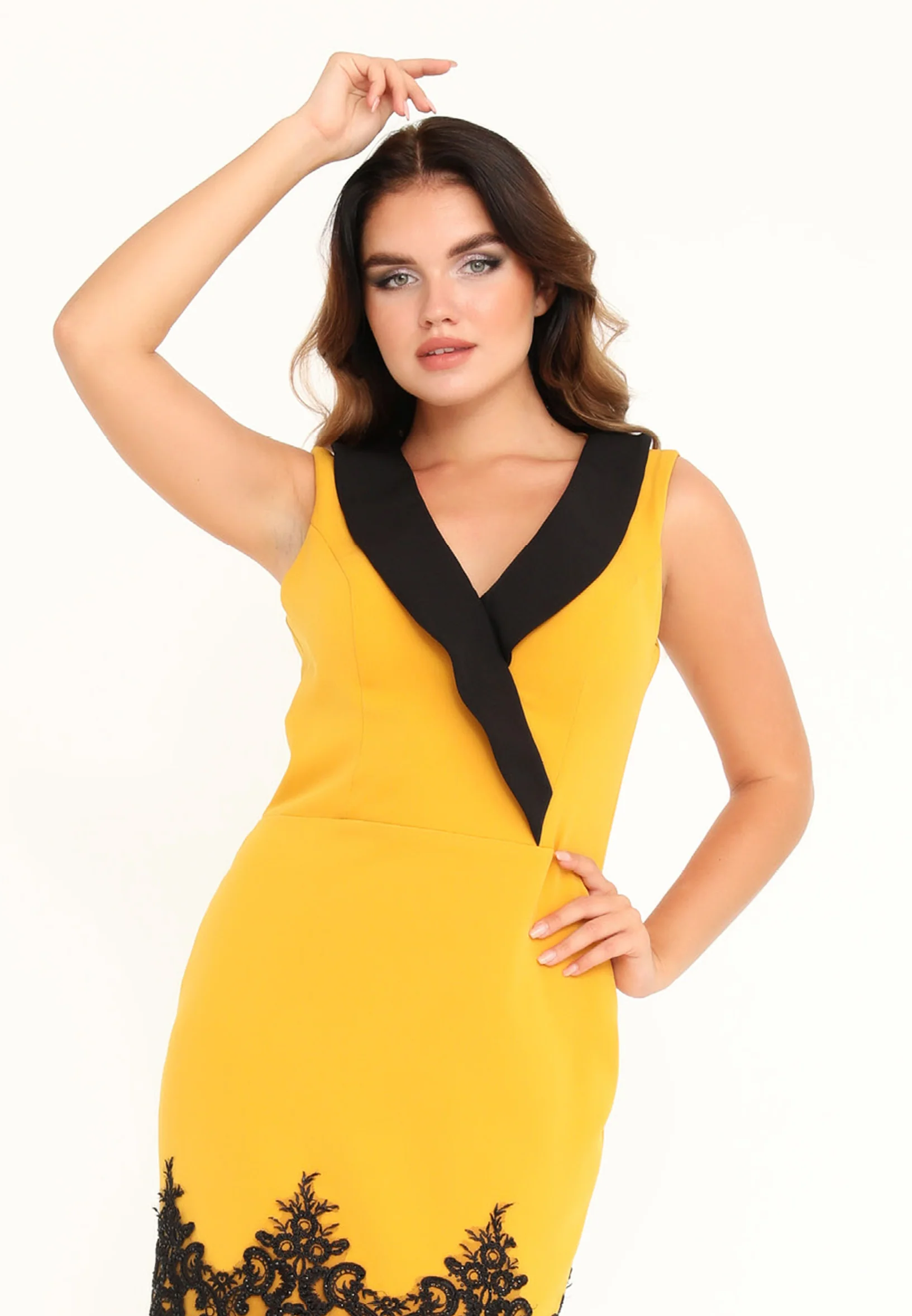 Sleeveless Midi Crepe Column Regular Cocktail Dress stn5055 - Image 24