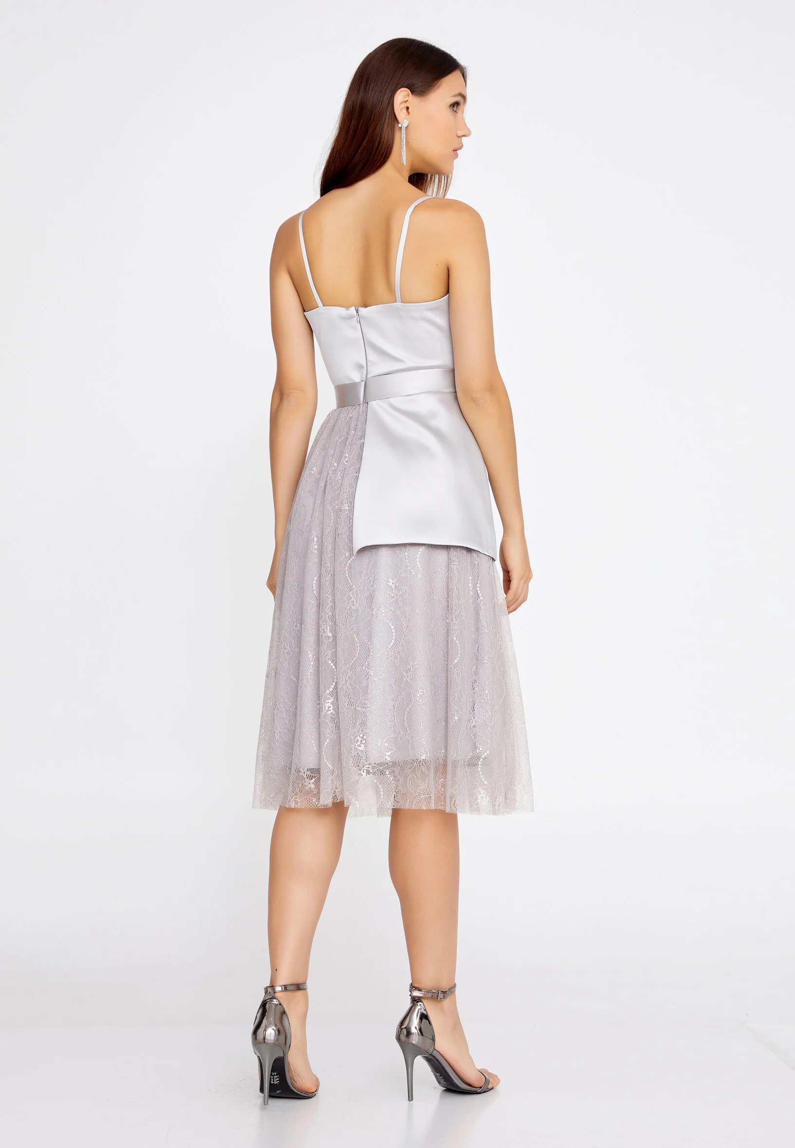 Sleeveless Midi Lace A - Line Regular Cocktail Dress jnm20-067 - Image 2