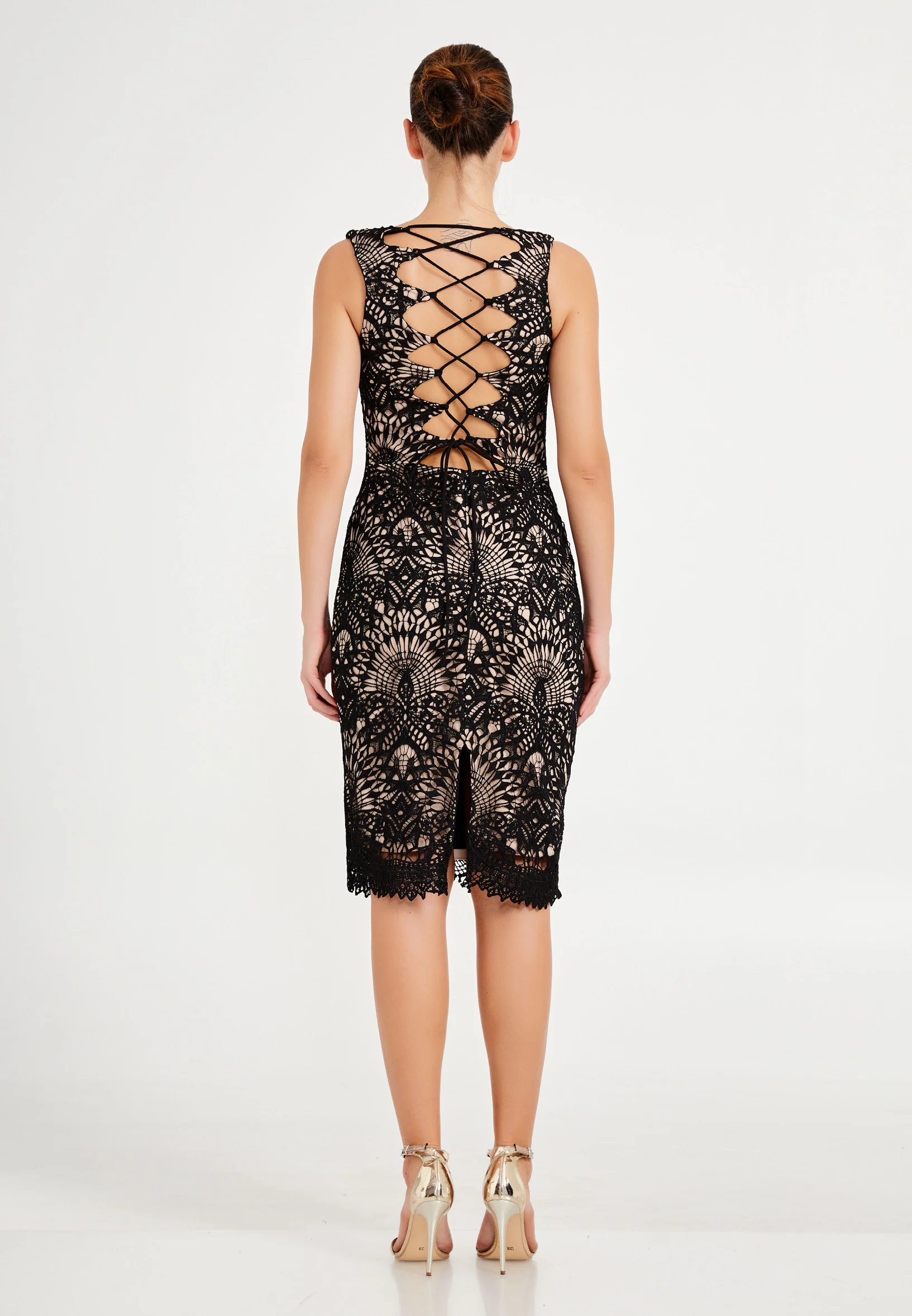 Sleeveless Midi Lace Column Regular Cocktail Dress nzn1548 - Image 10