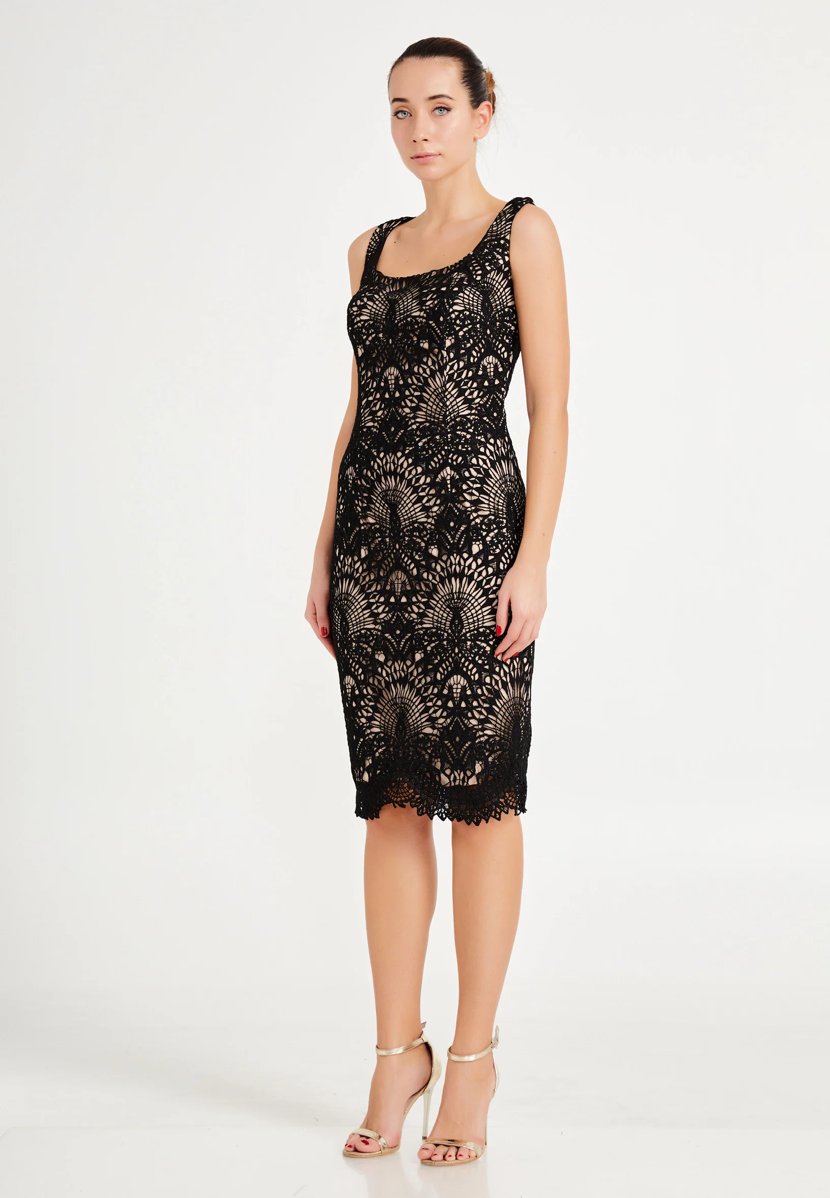 Sleeveless Midi Lace Column Regular Cocktail Dress nzn1548 - Image 11