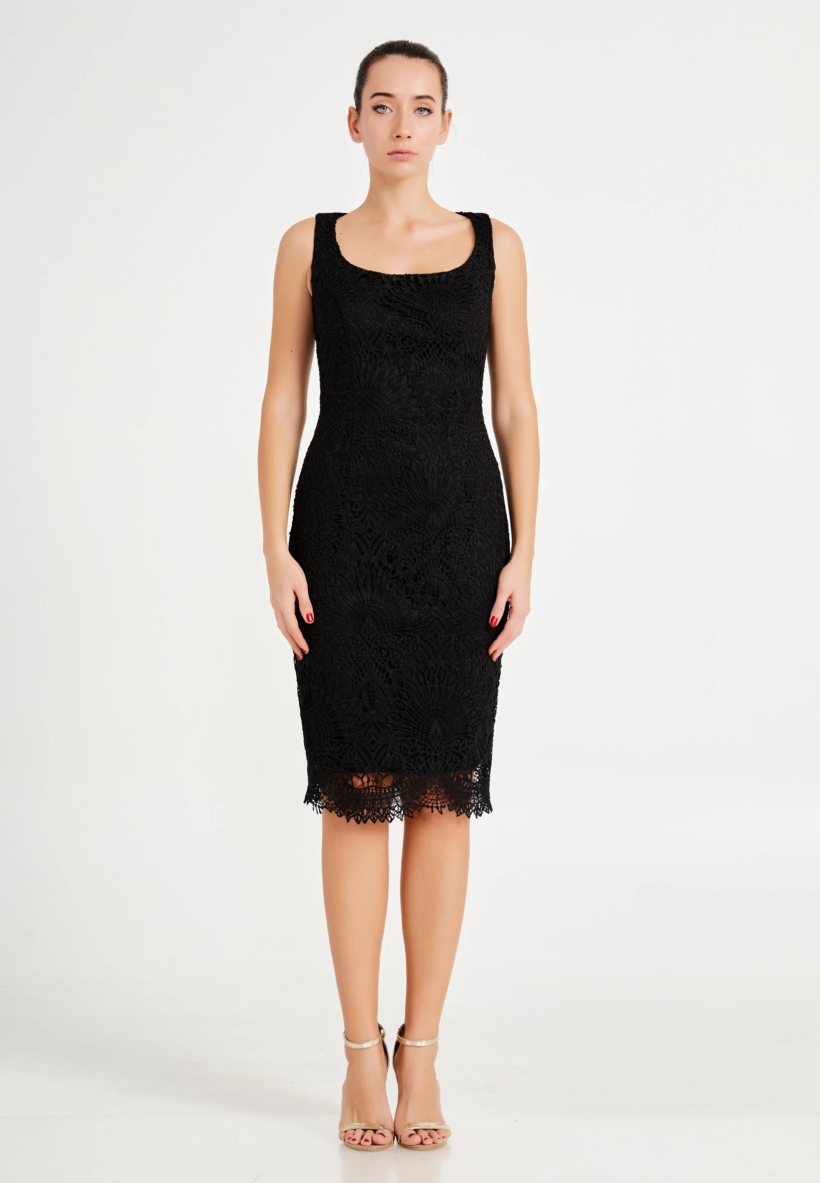 Sleeveless Midi Lace Column Regular Cocktail Dress nzn1548 - Image 5