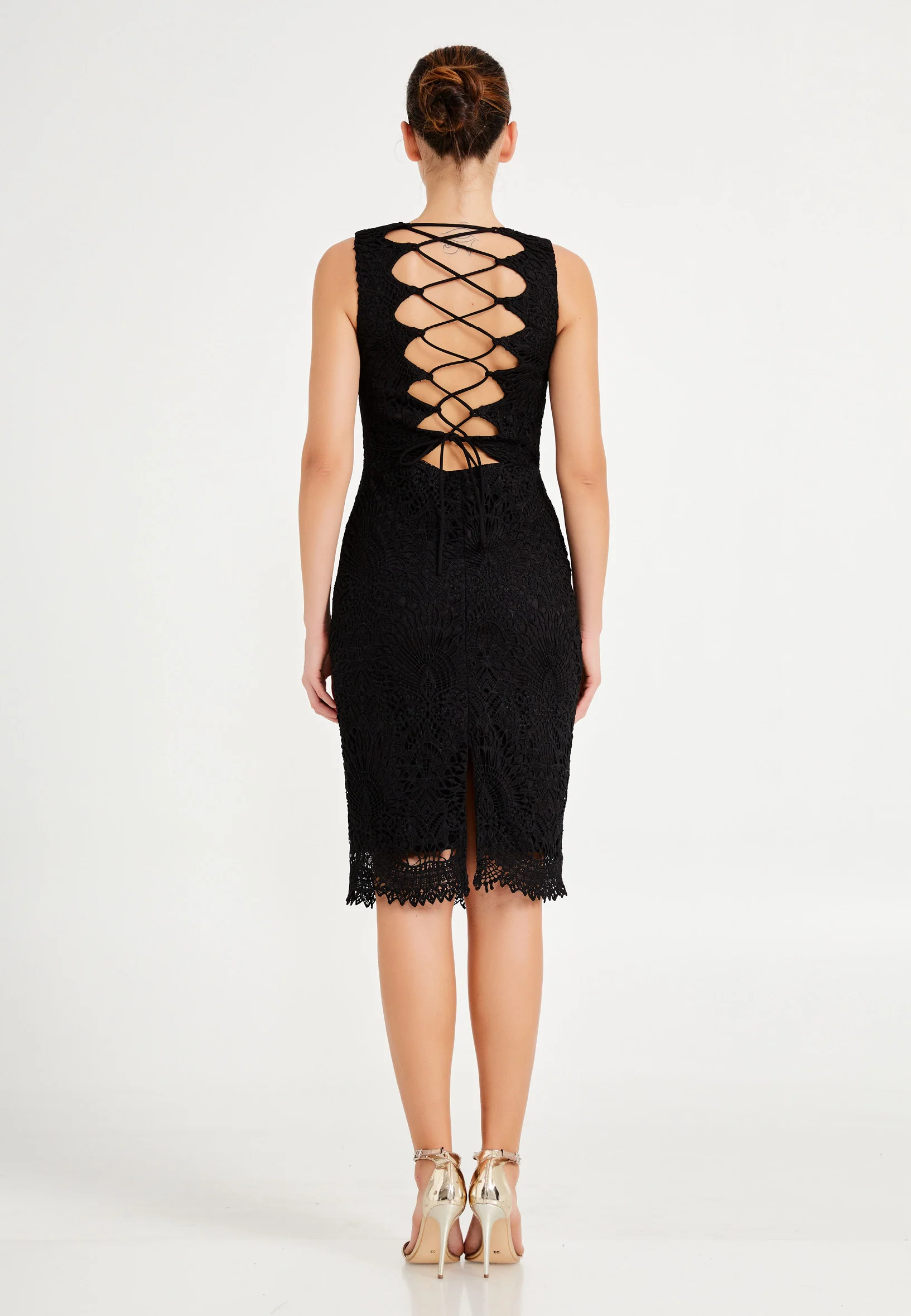 Sleeveless Midi Lace Column Regular Cocktail Dress nzn1548 - Image 6