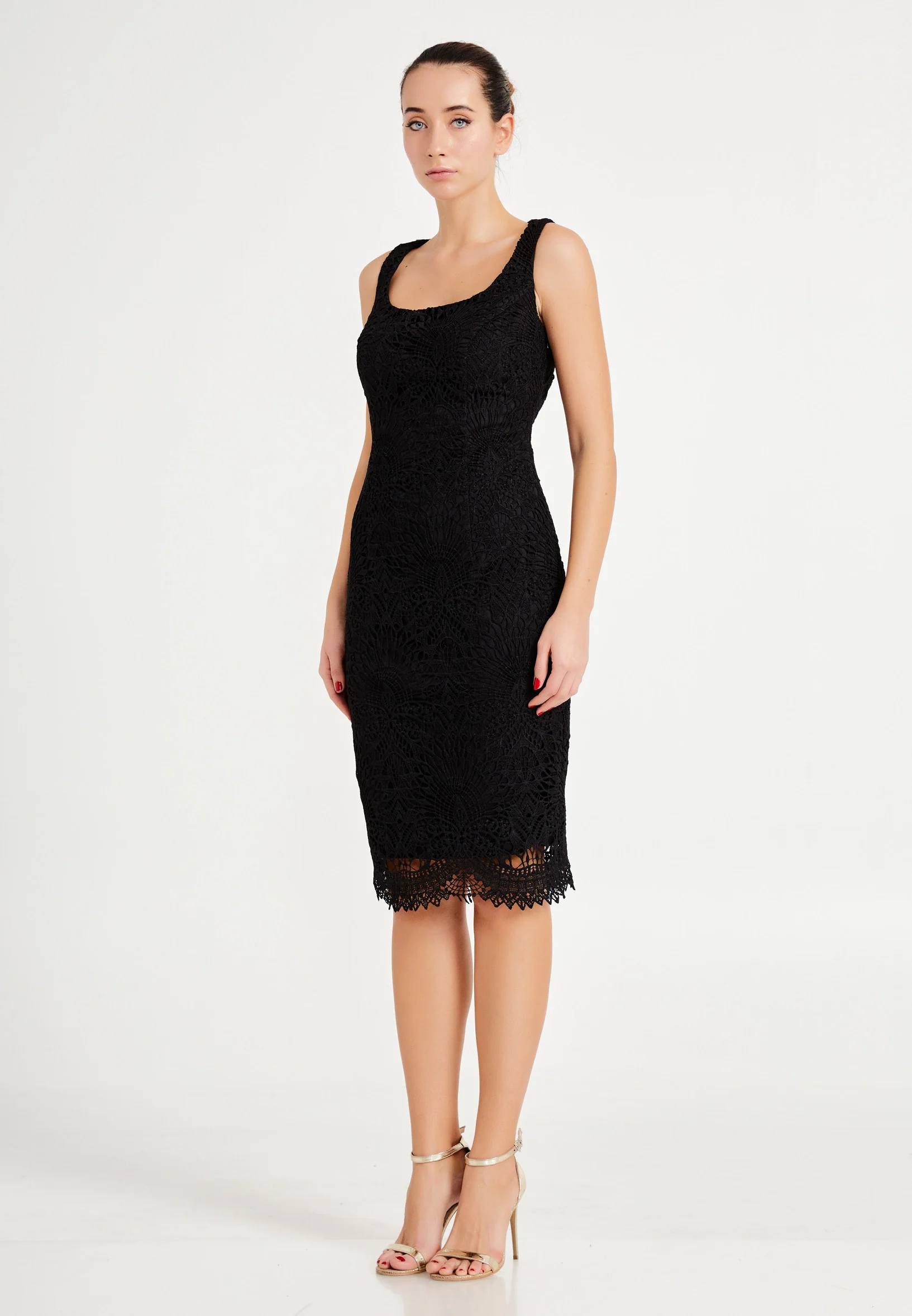 Sleeveless Midi Lace Column Regular Cocktail Dress nzn1548 - Image 7