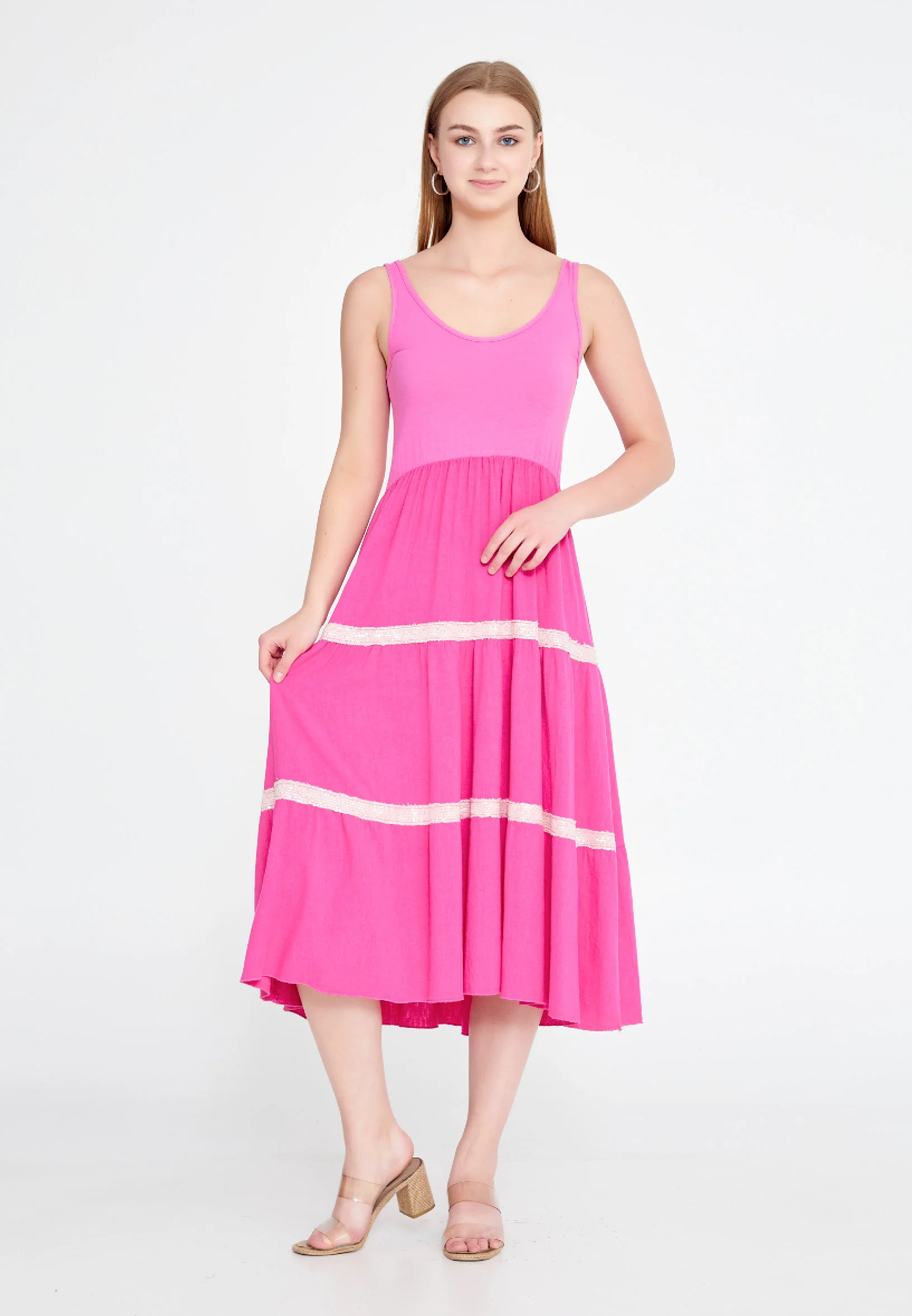Sleeveless Midi Linen A - Line Regular Casual Dress lal0799ll - Image 3
