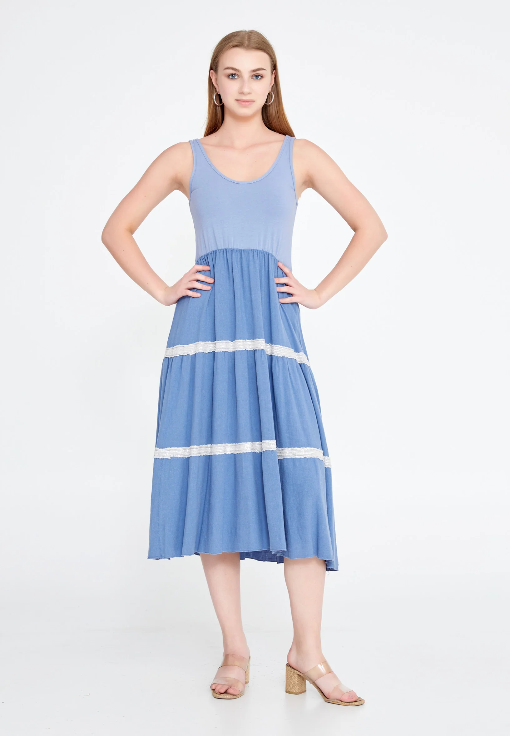 Sleeveless Midi Linen A - Line Regular Casual Dress lal0799ll - Image 5