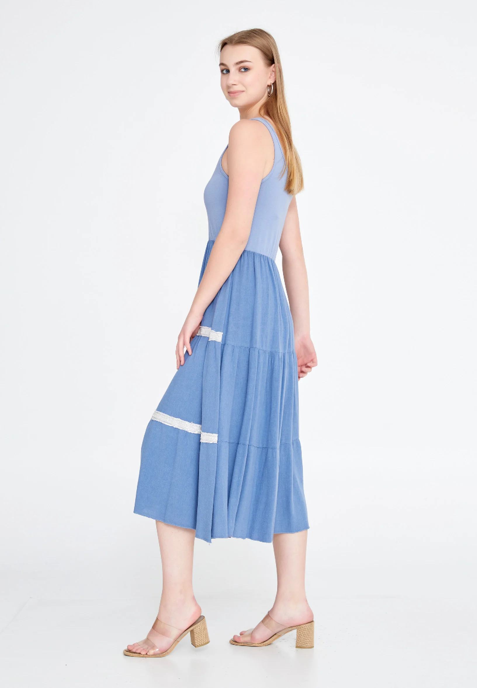 Sleeveless Midi Linen A - Line Regular Casual Dress lal0799ll - Image 7